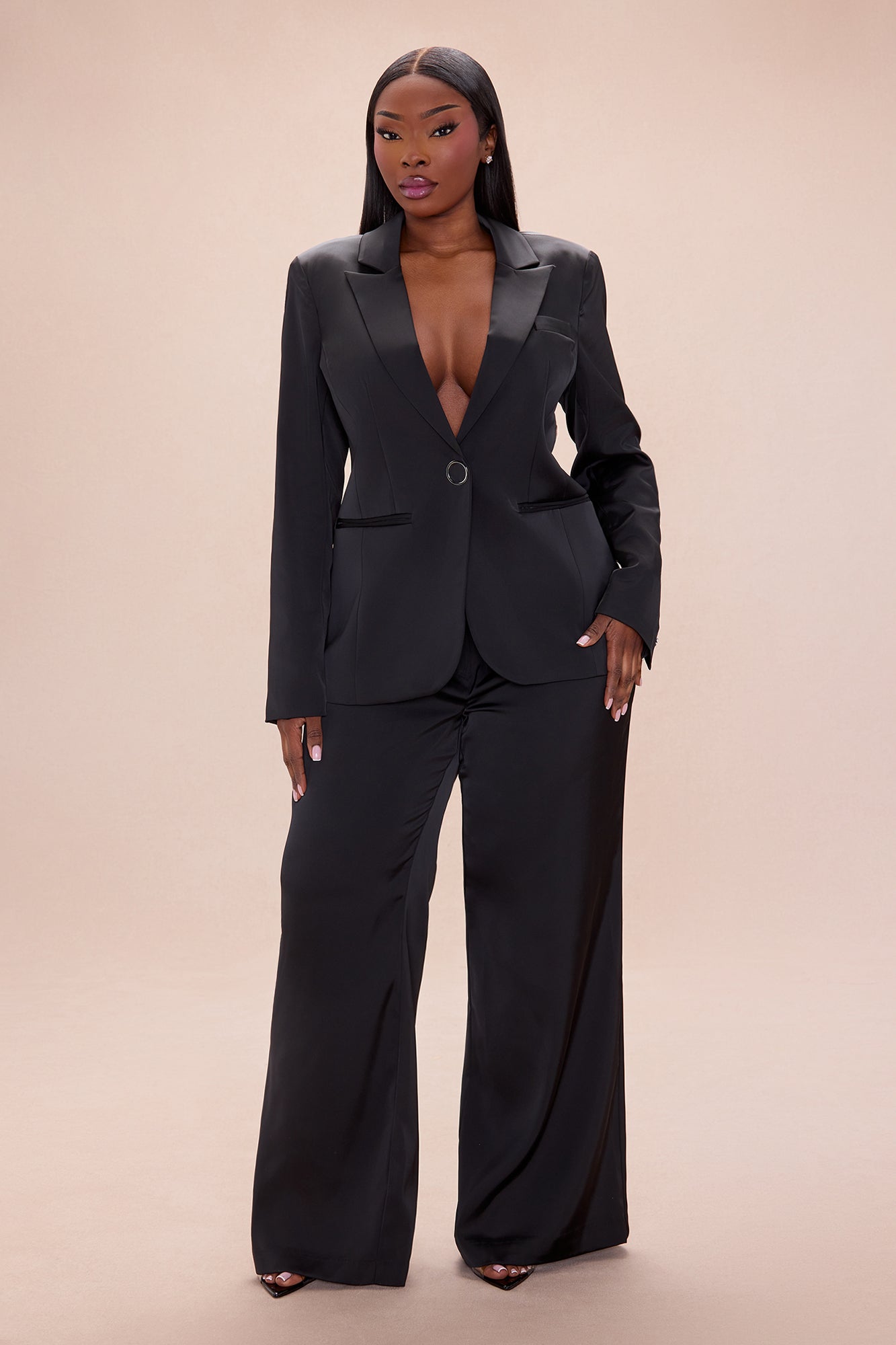 Maylee Satin Blazer - Black