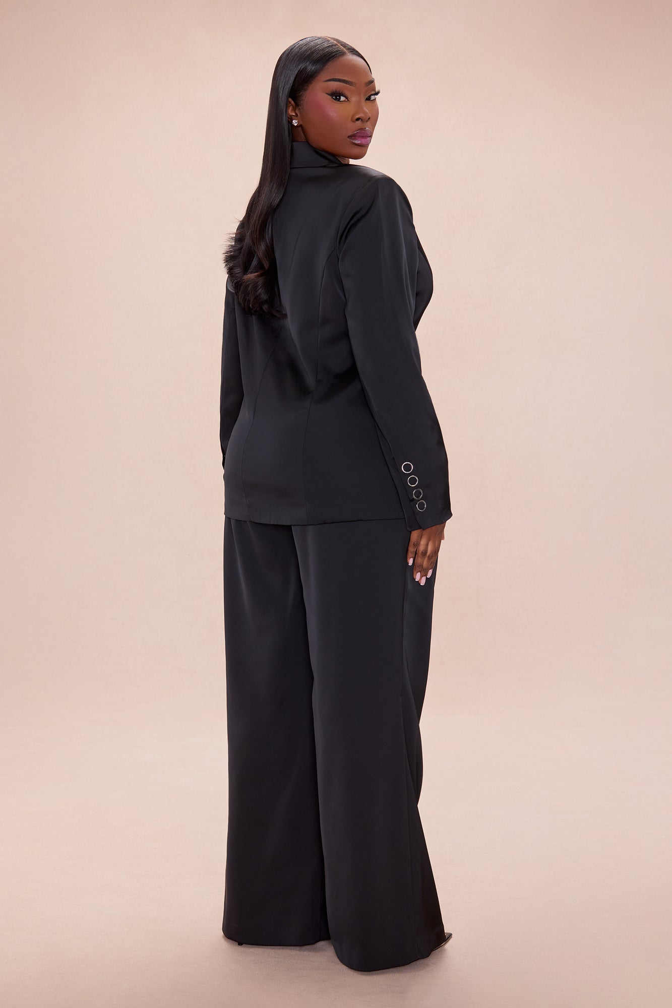 Maylee Satin Blazer - Black