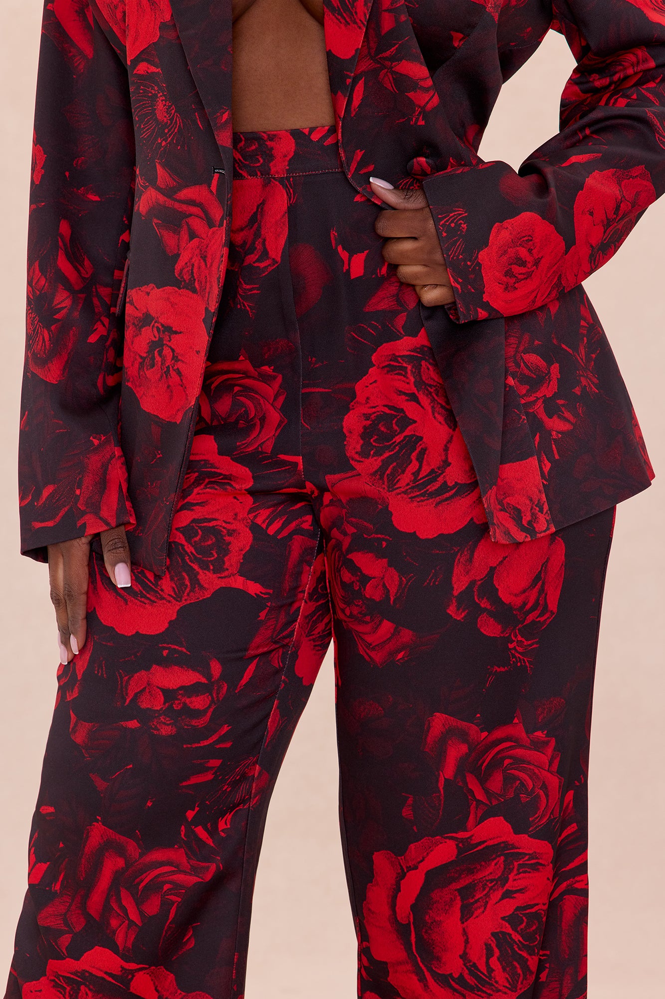 Blair Blazer Pant Set - Black/Red