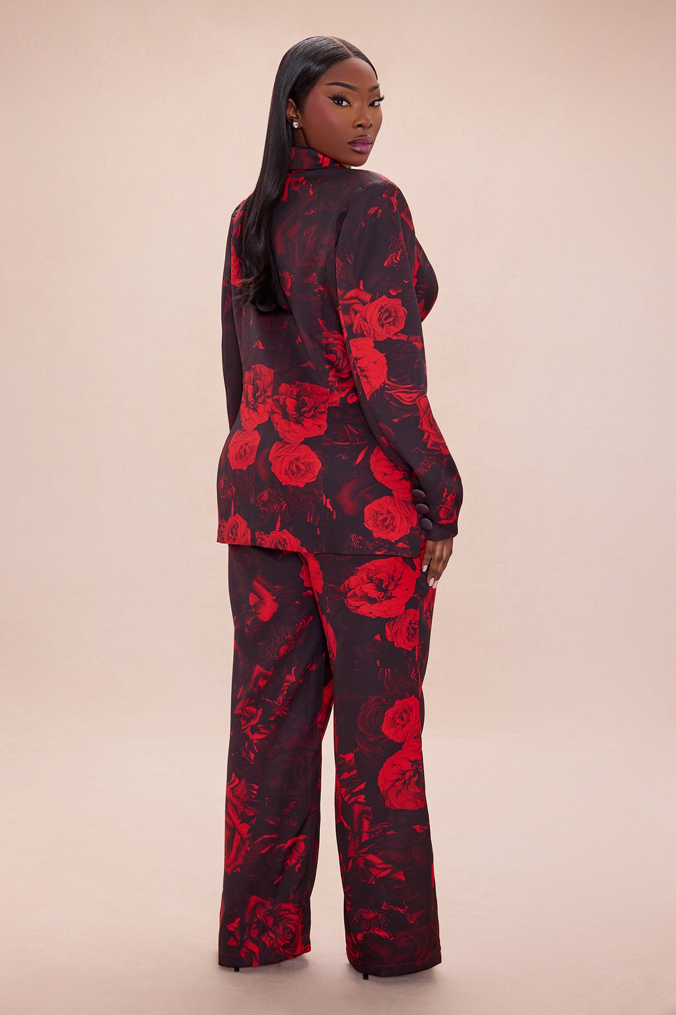 Blair Blazer Pant Set - Black/Red