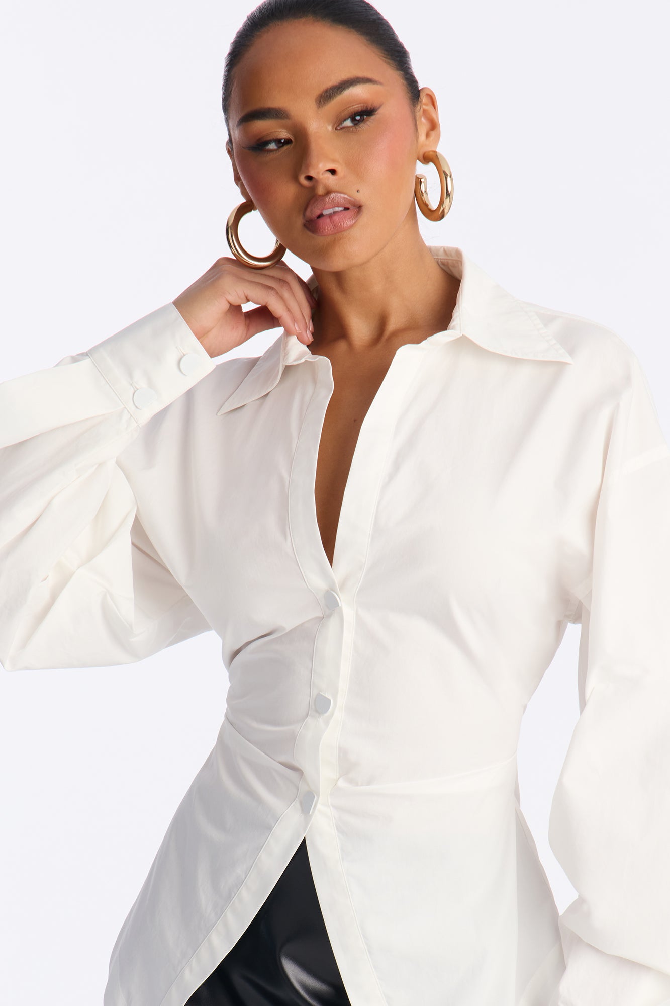 Junie Oversized Button Down Top - White