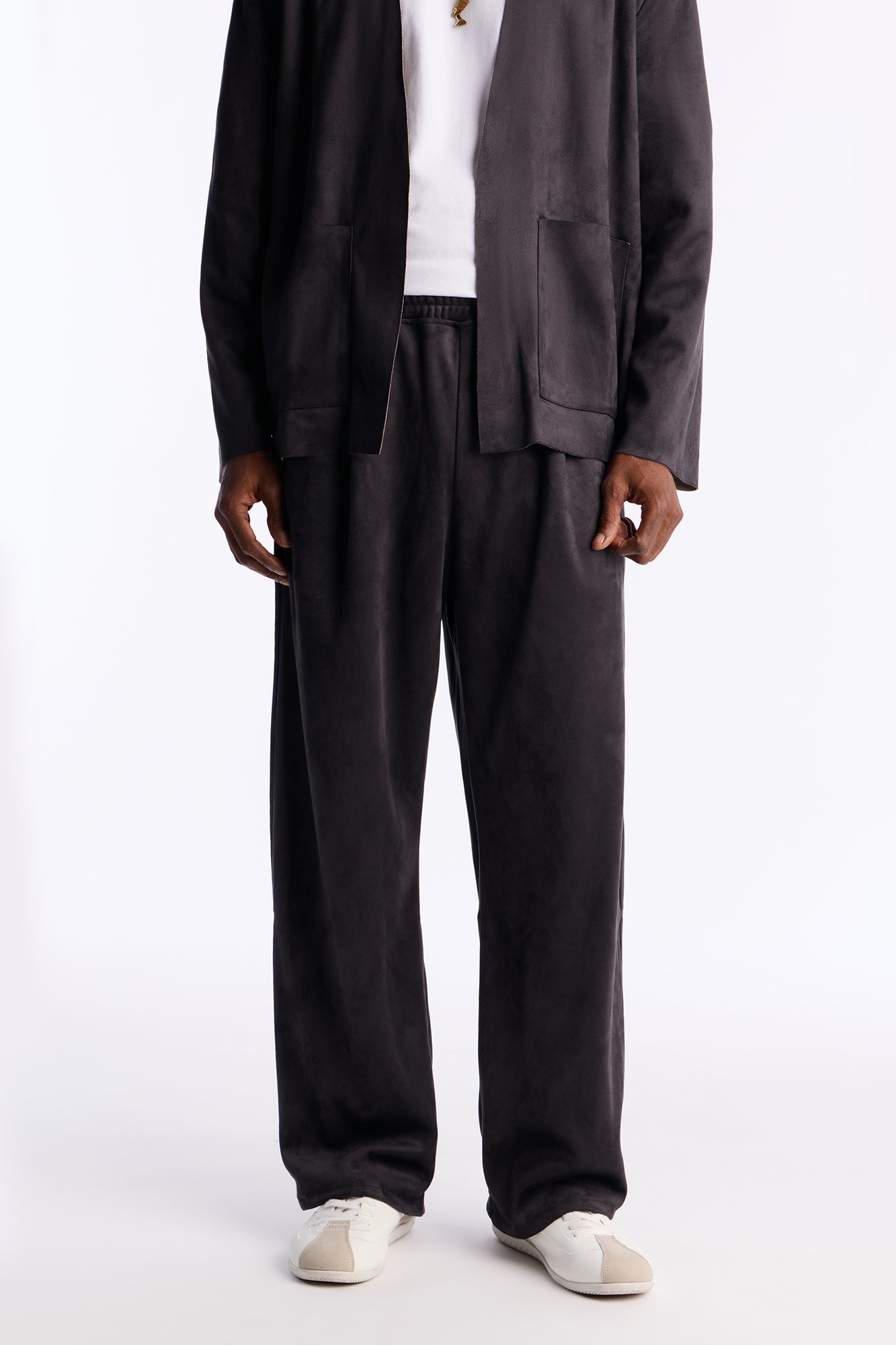 Noven Edge Suede Drawstring Pant - Charcoal