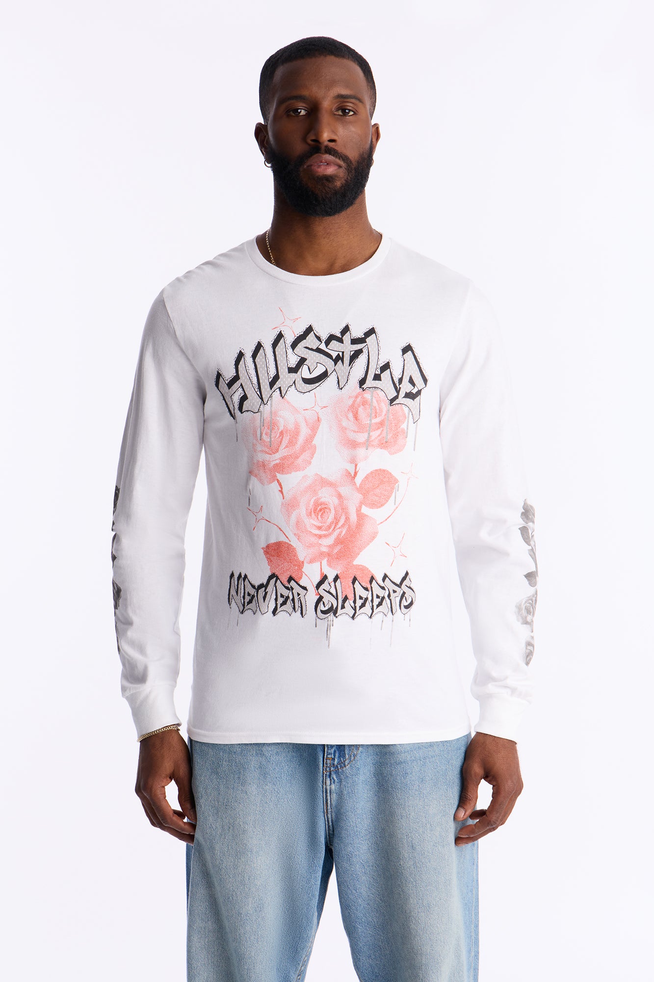 Hustle And Dream Long Sleeve Tee - White