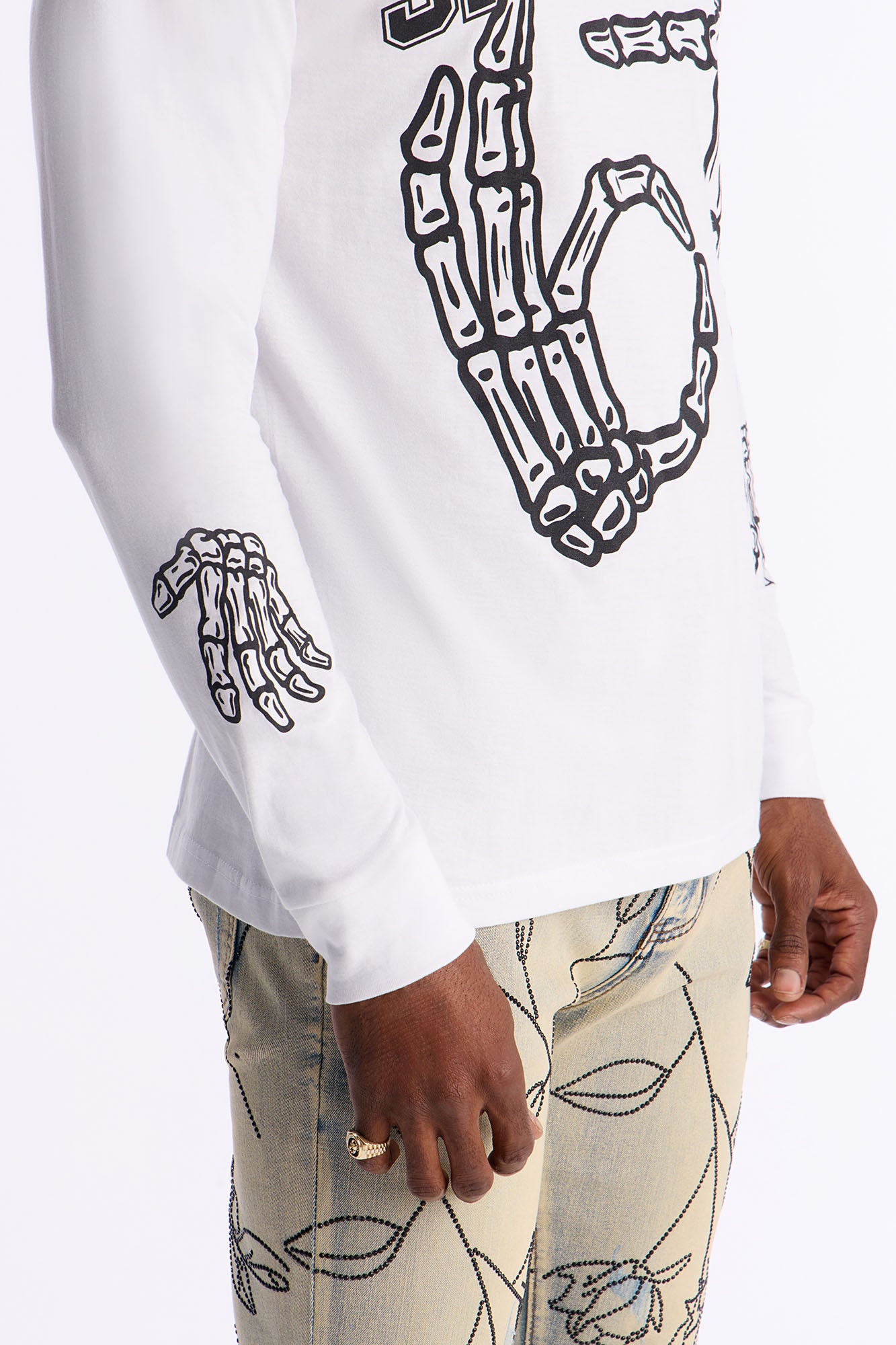 Six Seven Bones Long Sleeve Tee - White