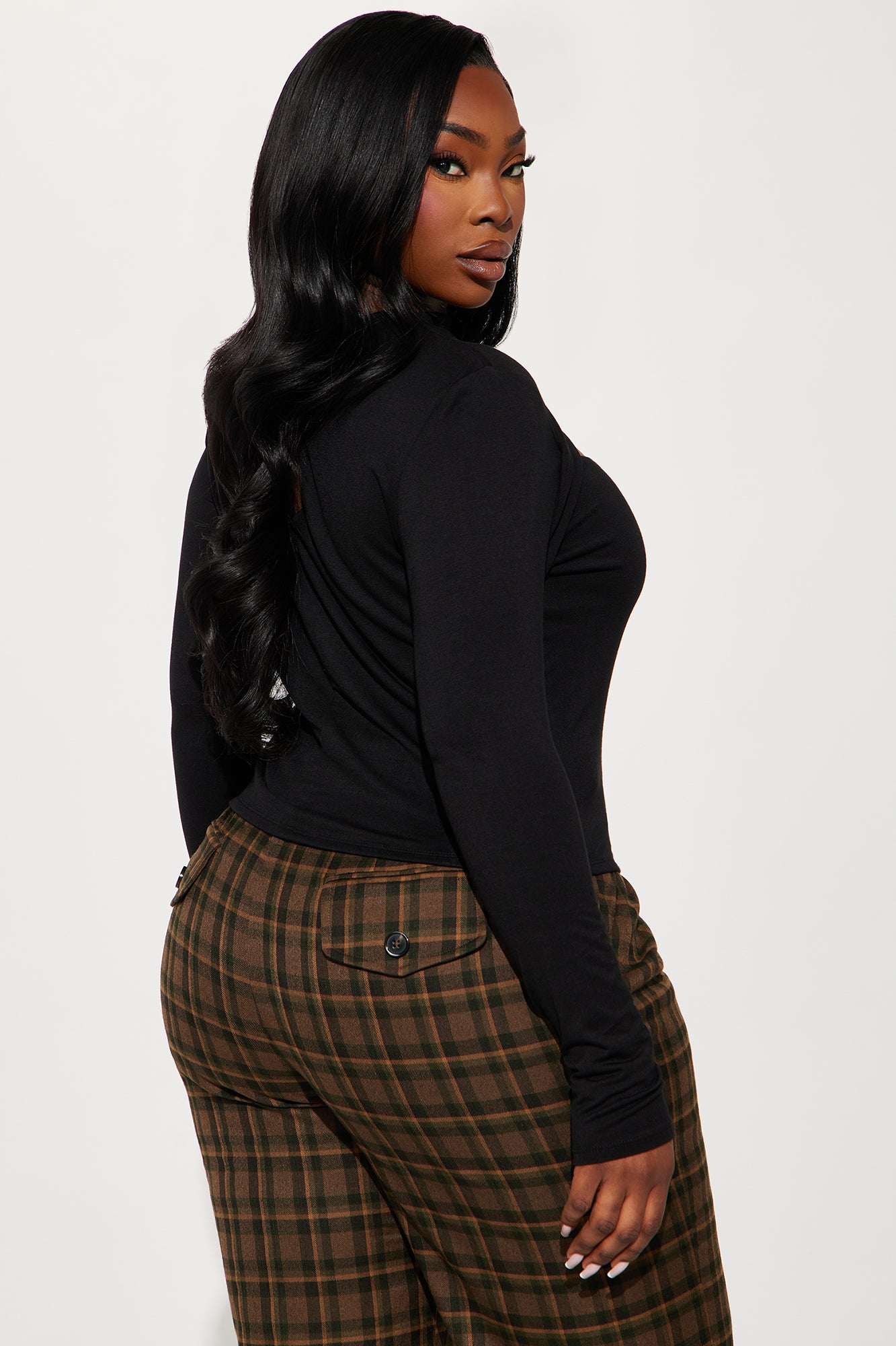 Cross Your Mind Long Sleeve Top - Black