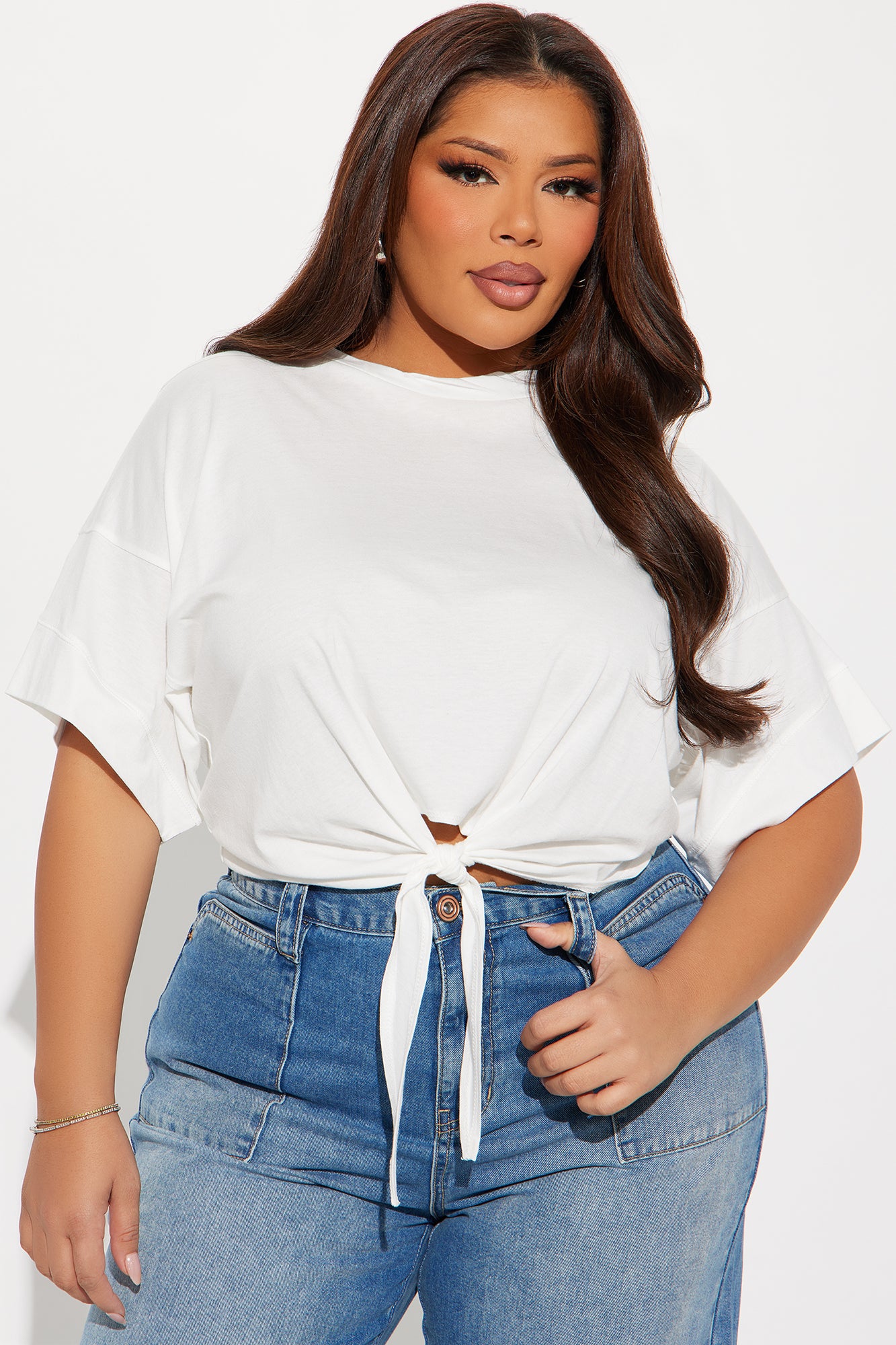 Emily Tie Front Top - White