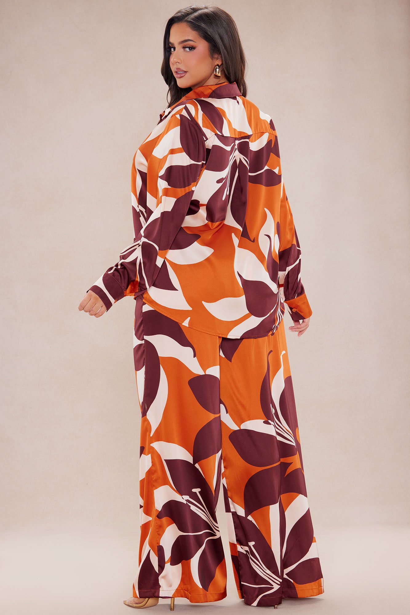 Sawyer Satin Pant Set - Rust/combo