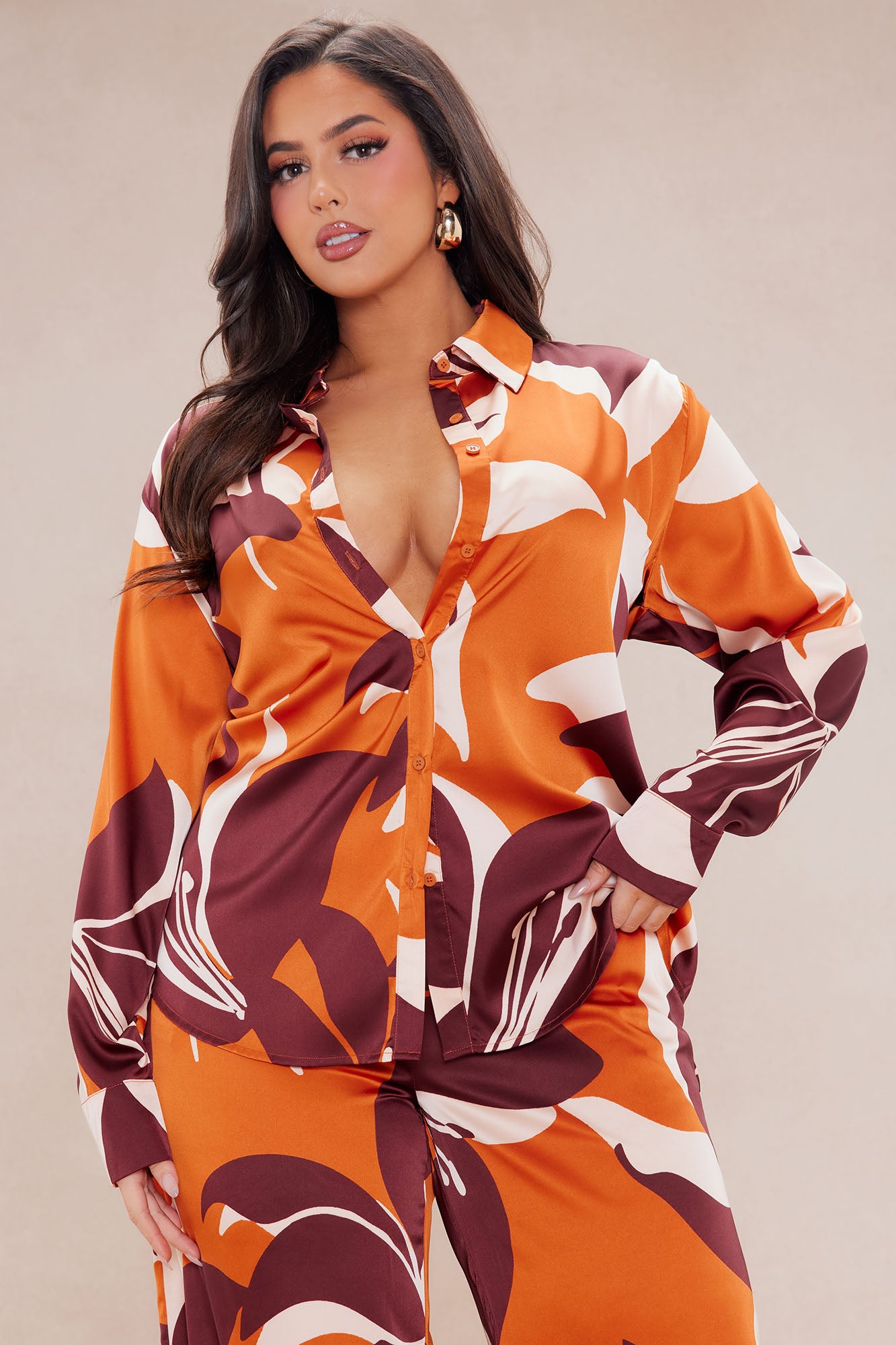 Sawyer Satin Pant Set - Rust/combo