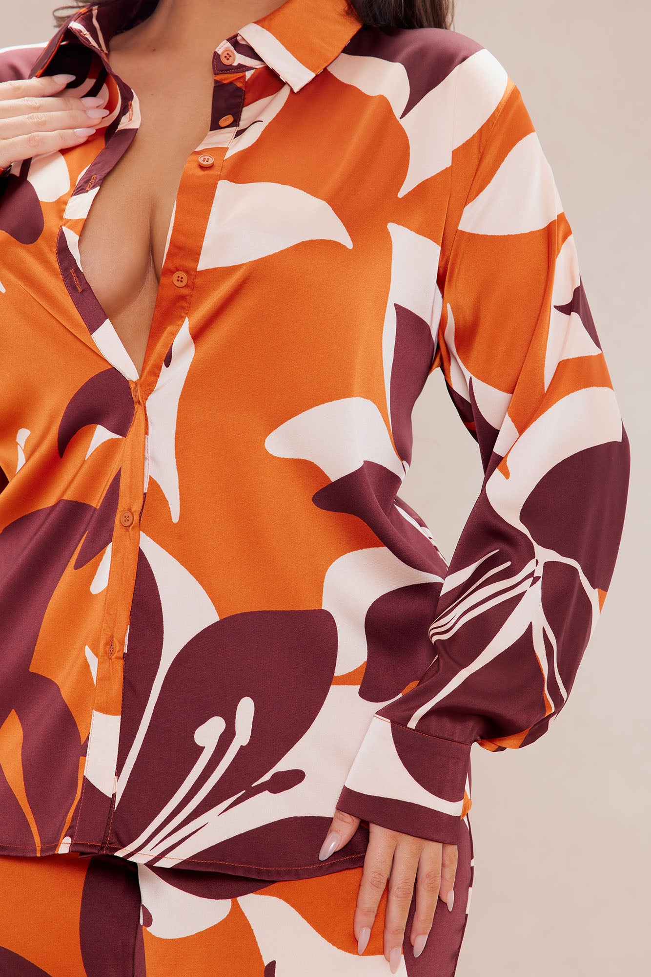 Sawyer Satin Pant Set - Rust/combo