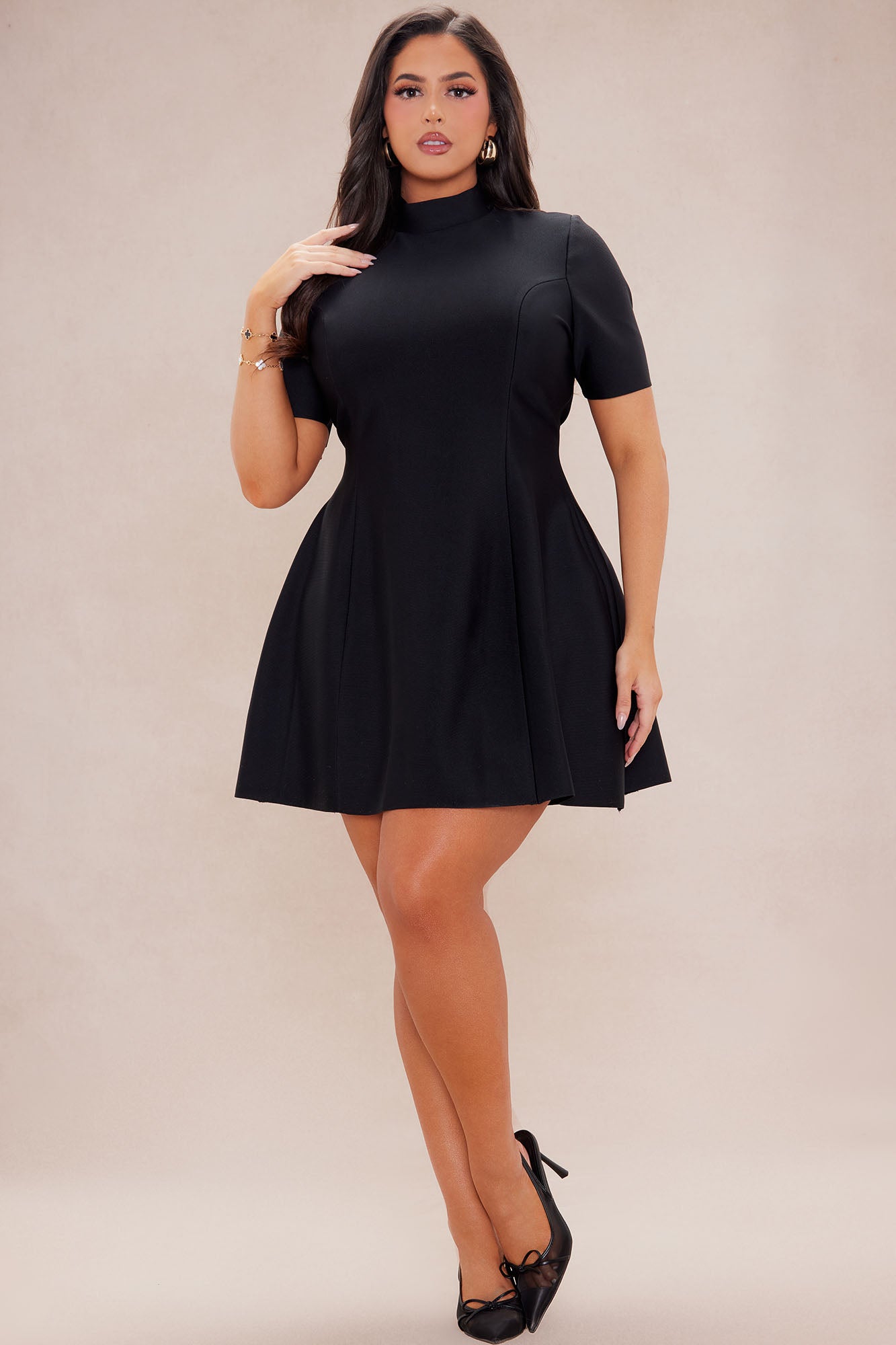 Blakely Bandage A Line Mini Dress - Black