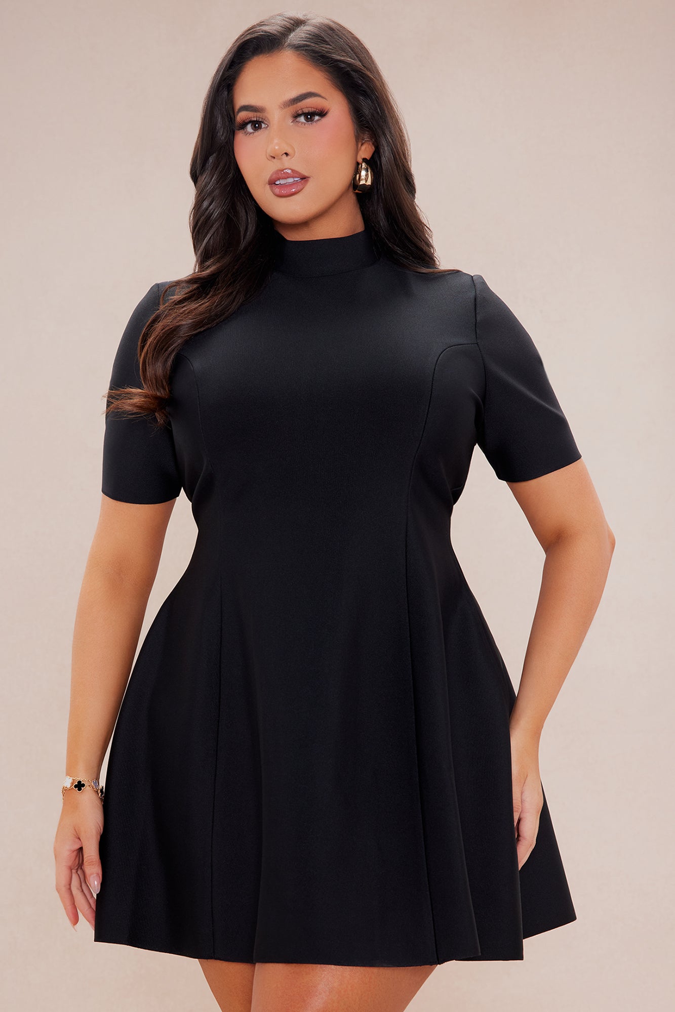 Blakely Bandage A Line Mini Dress - Black