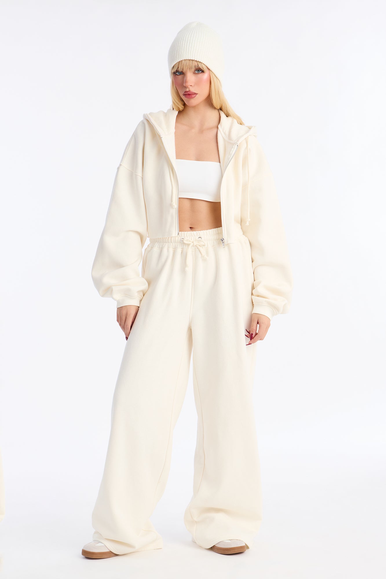 On The Go Fleece Pant Set - White