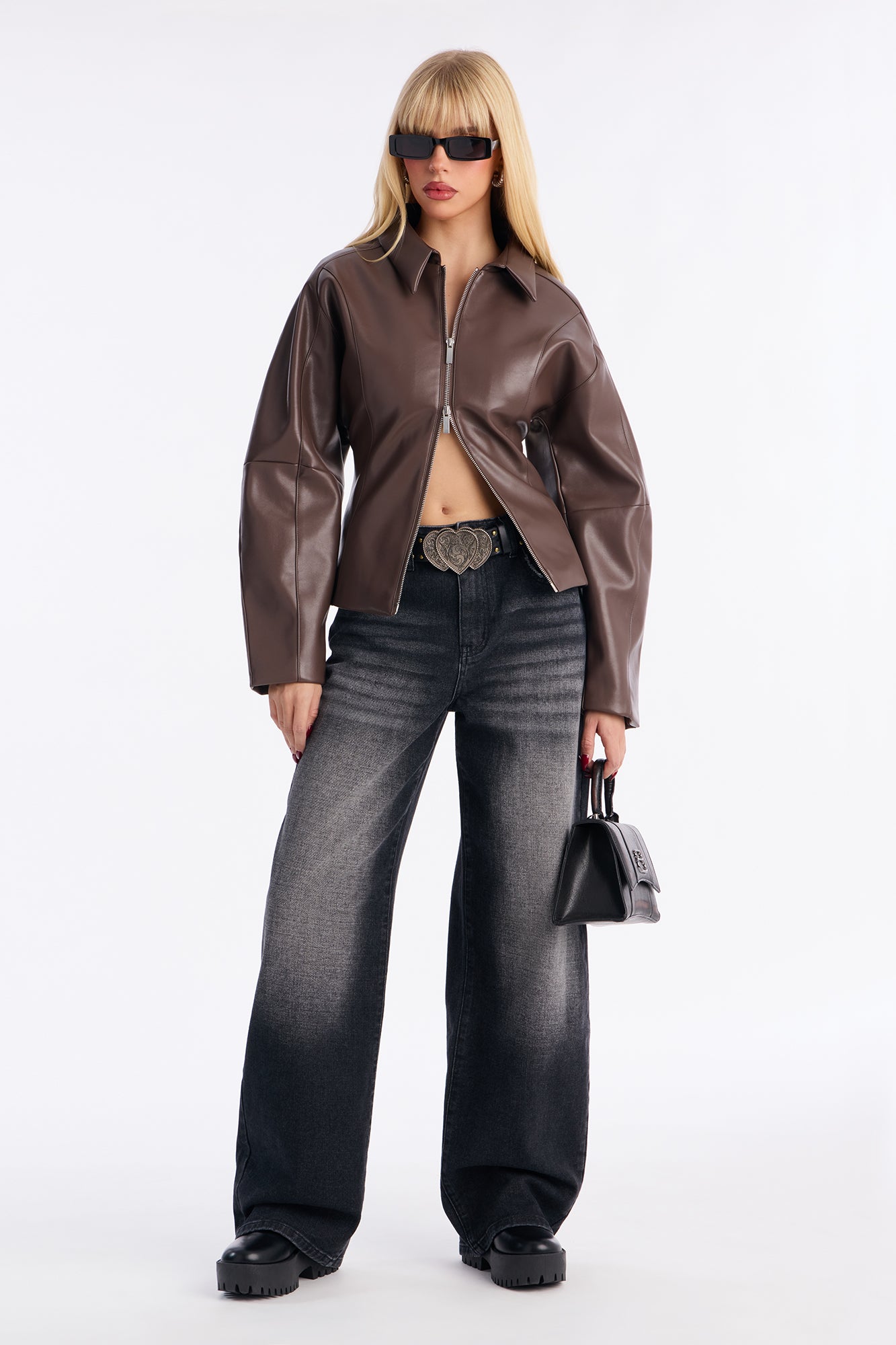 Deserve More Fitted Faux Leather Jacket - Chocolate