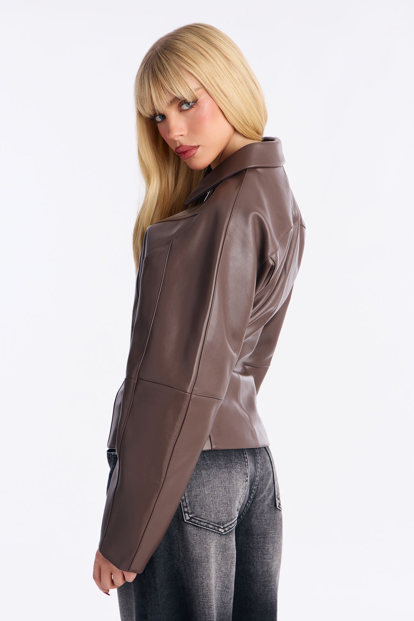 Deserve More Fitted Faux Leather Jacket - Chocolate