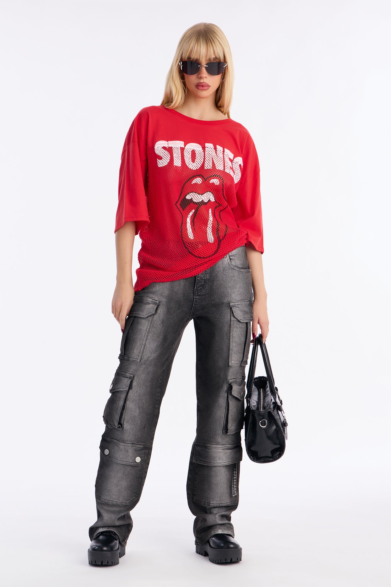Rolling Stones Oversize Jersey Tee - Red