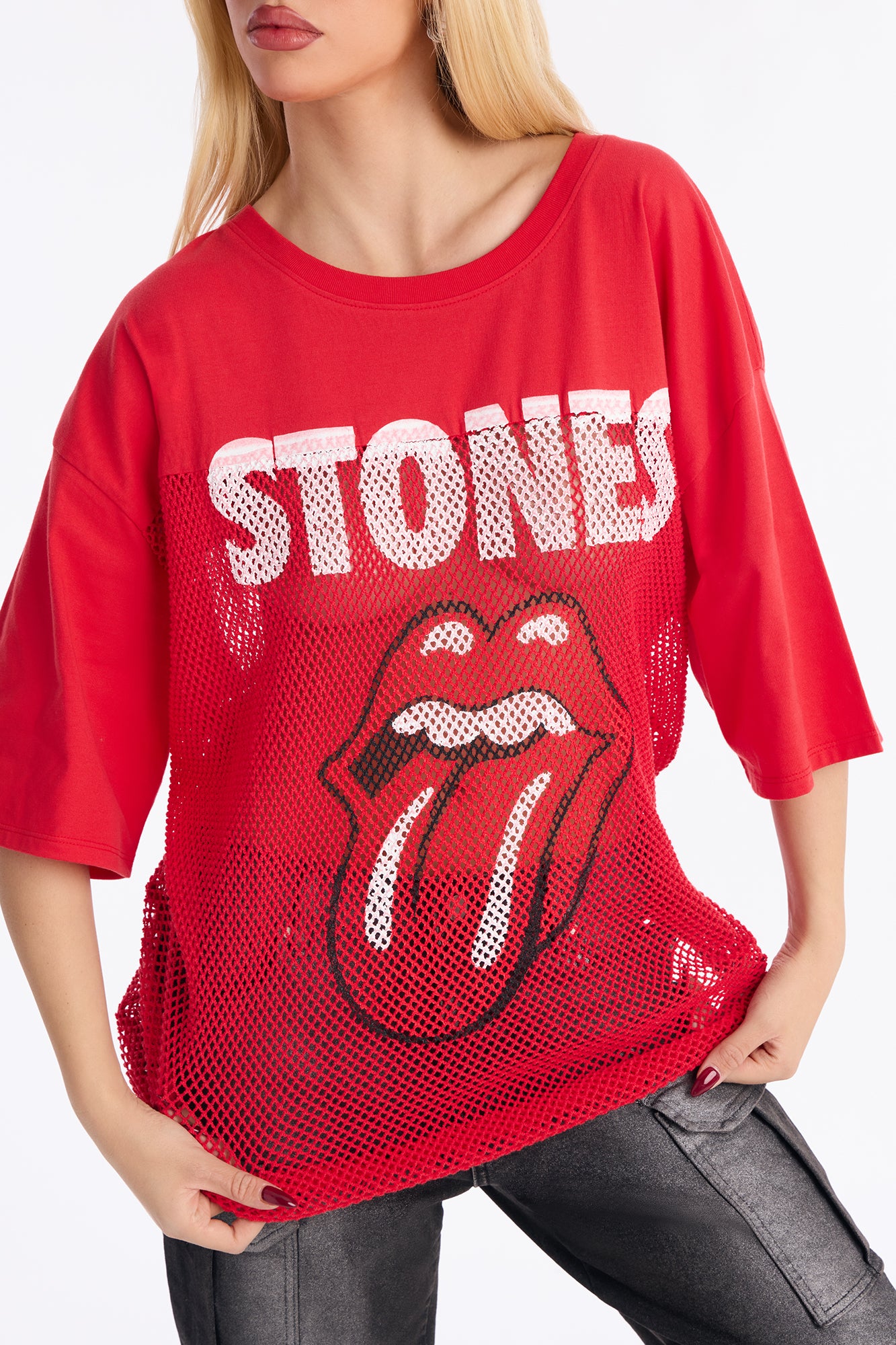 Rolling Stones Oversize Jersey Tee - Red