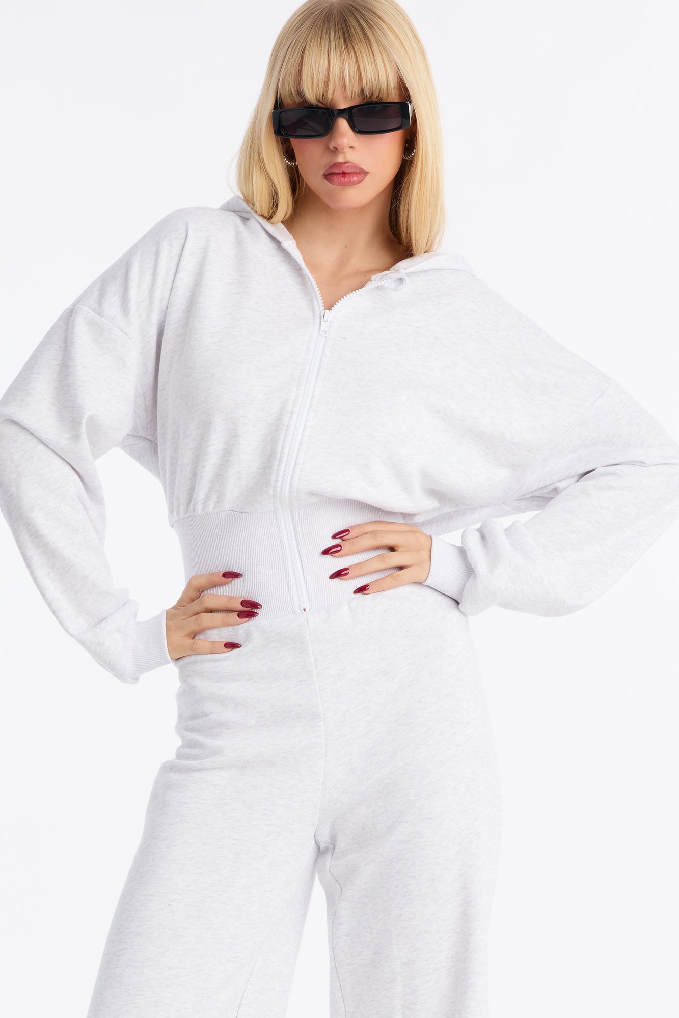 Halley Hooded Jogger Jumpsuit - Heather Grey