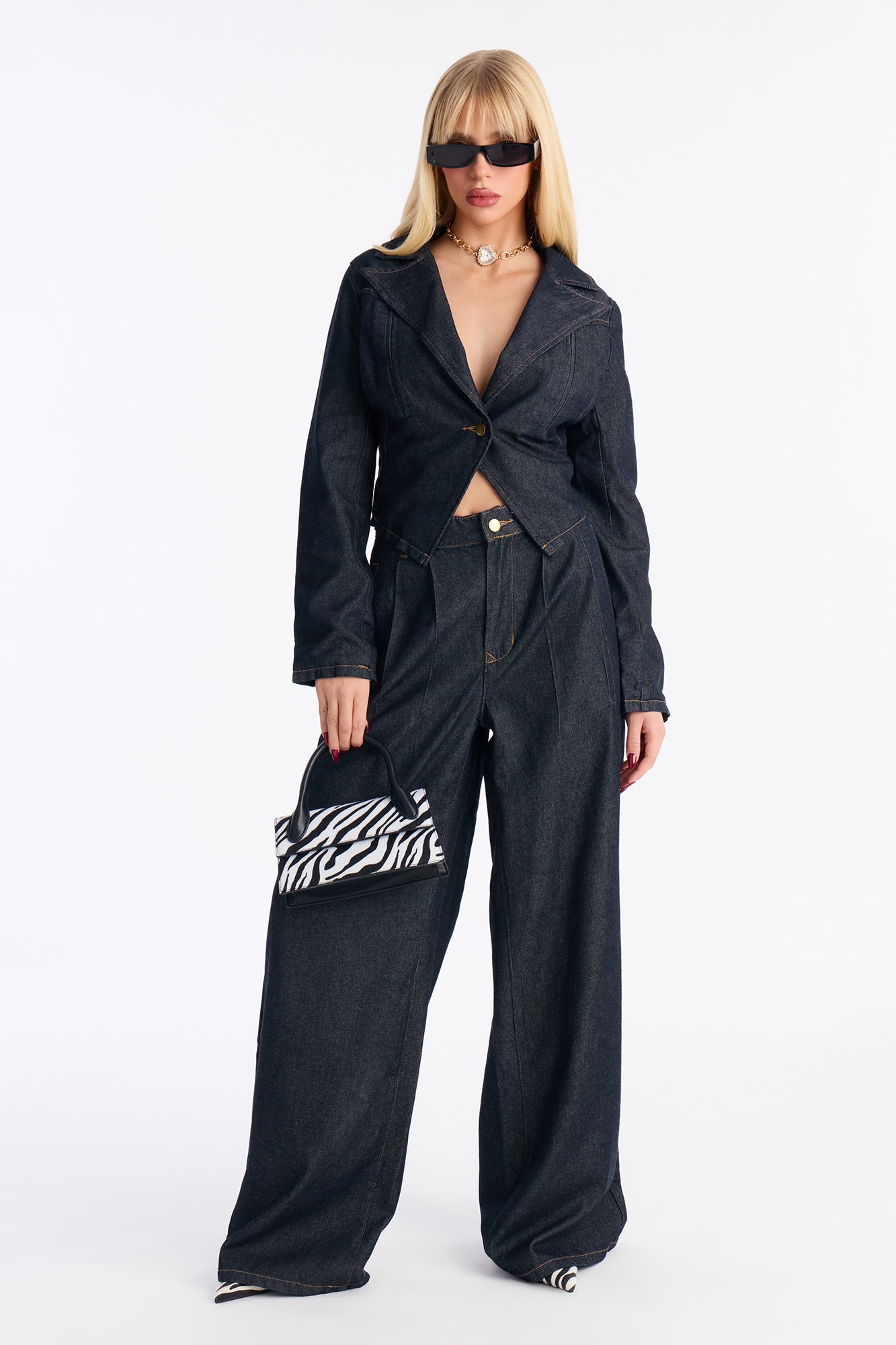 My Way Denim Pant Set - Dark Denim