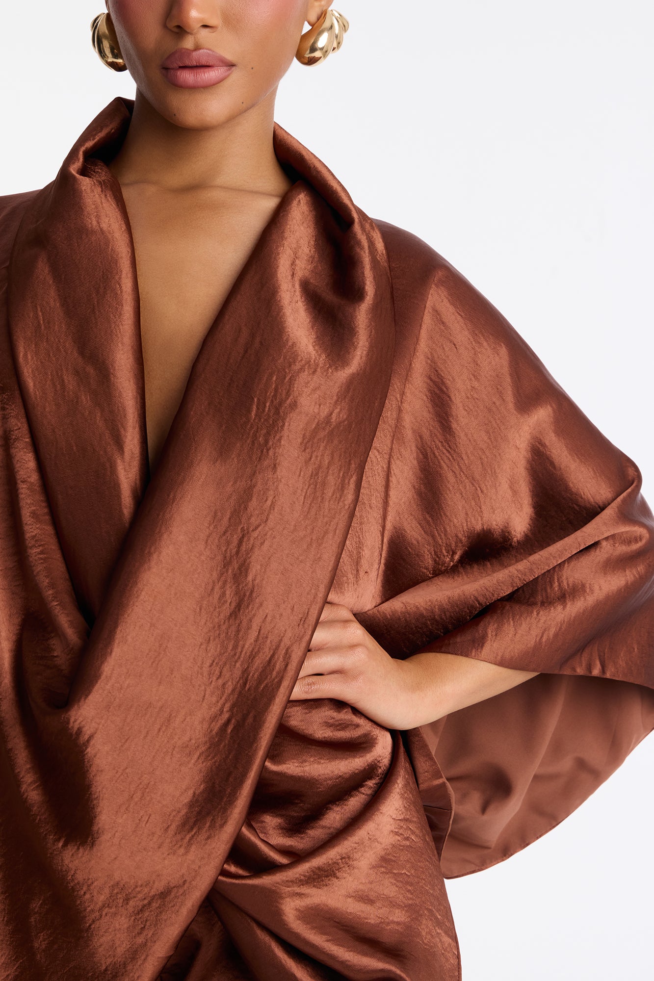 Romania Satin Pant Set - Brown