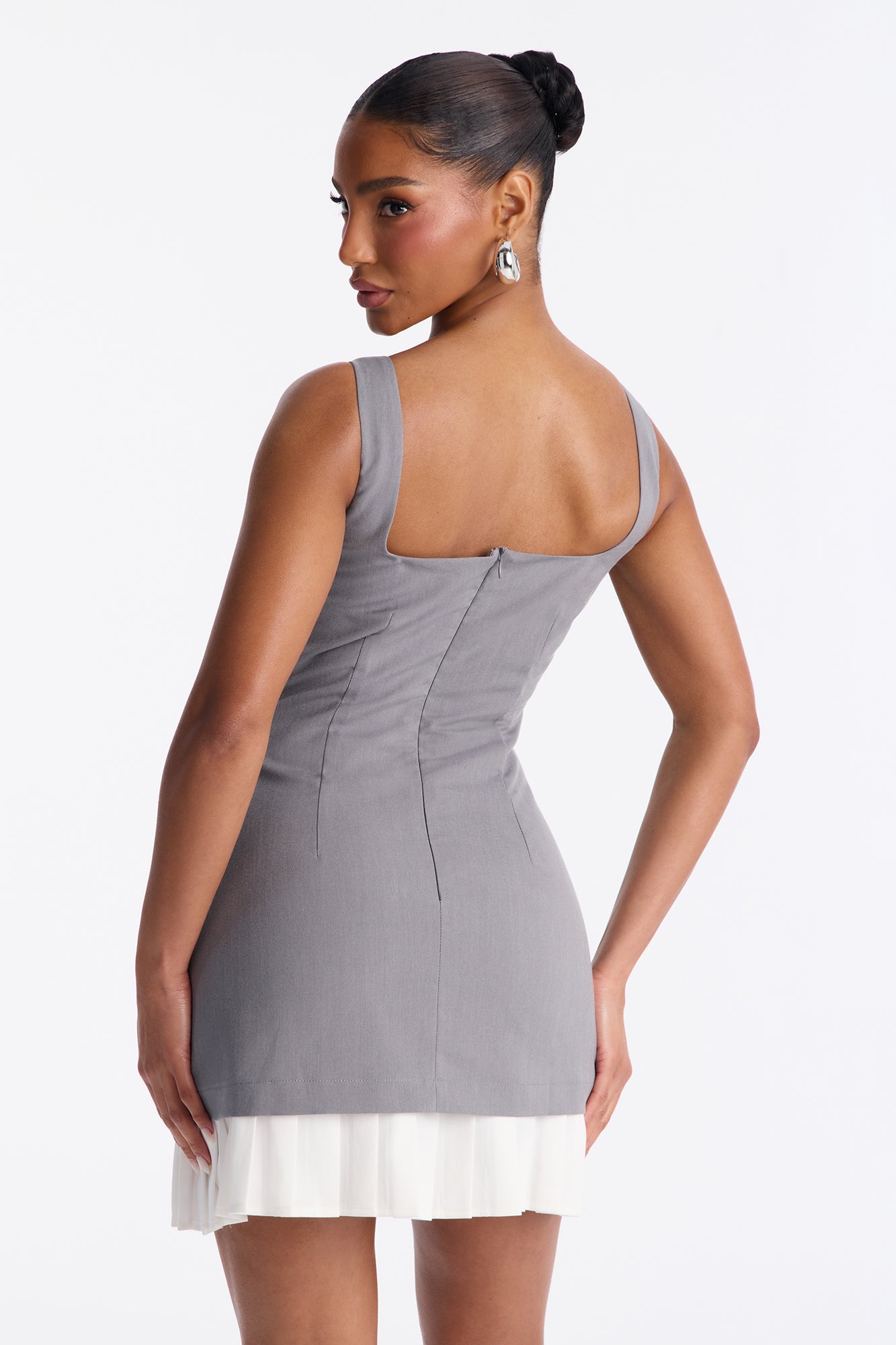 Presley Pleated Mini Dress - Grey