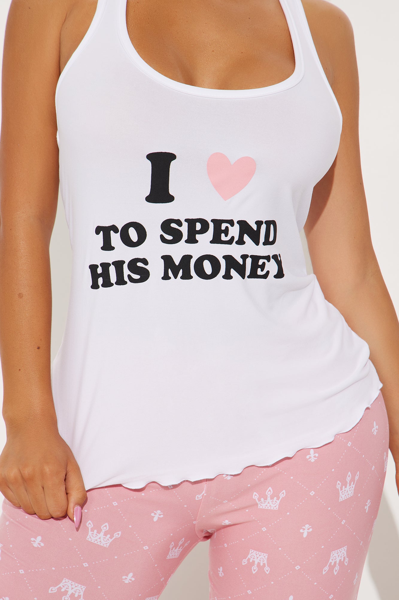 Love To Spend His Money PJ Pant Set - Pink/combo