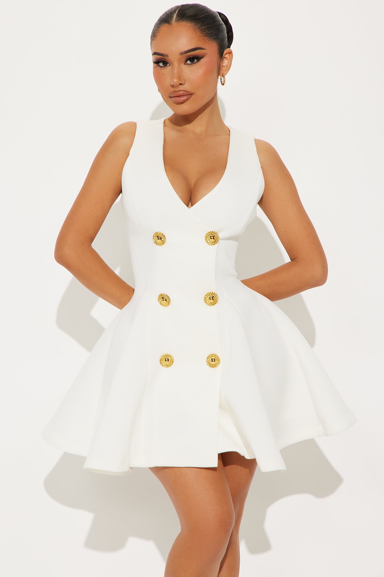 Queen Of Everything Pleated Mini Dress - White