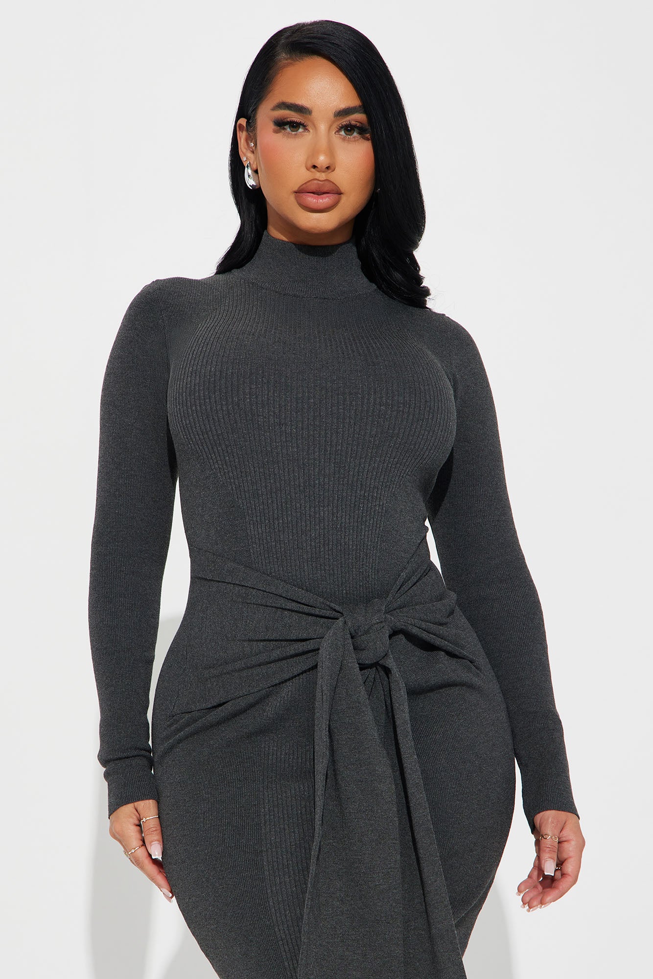 Indy Sweater Midi Dress - Charcoal