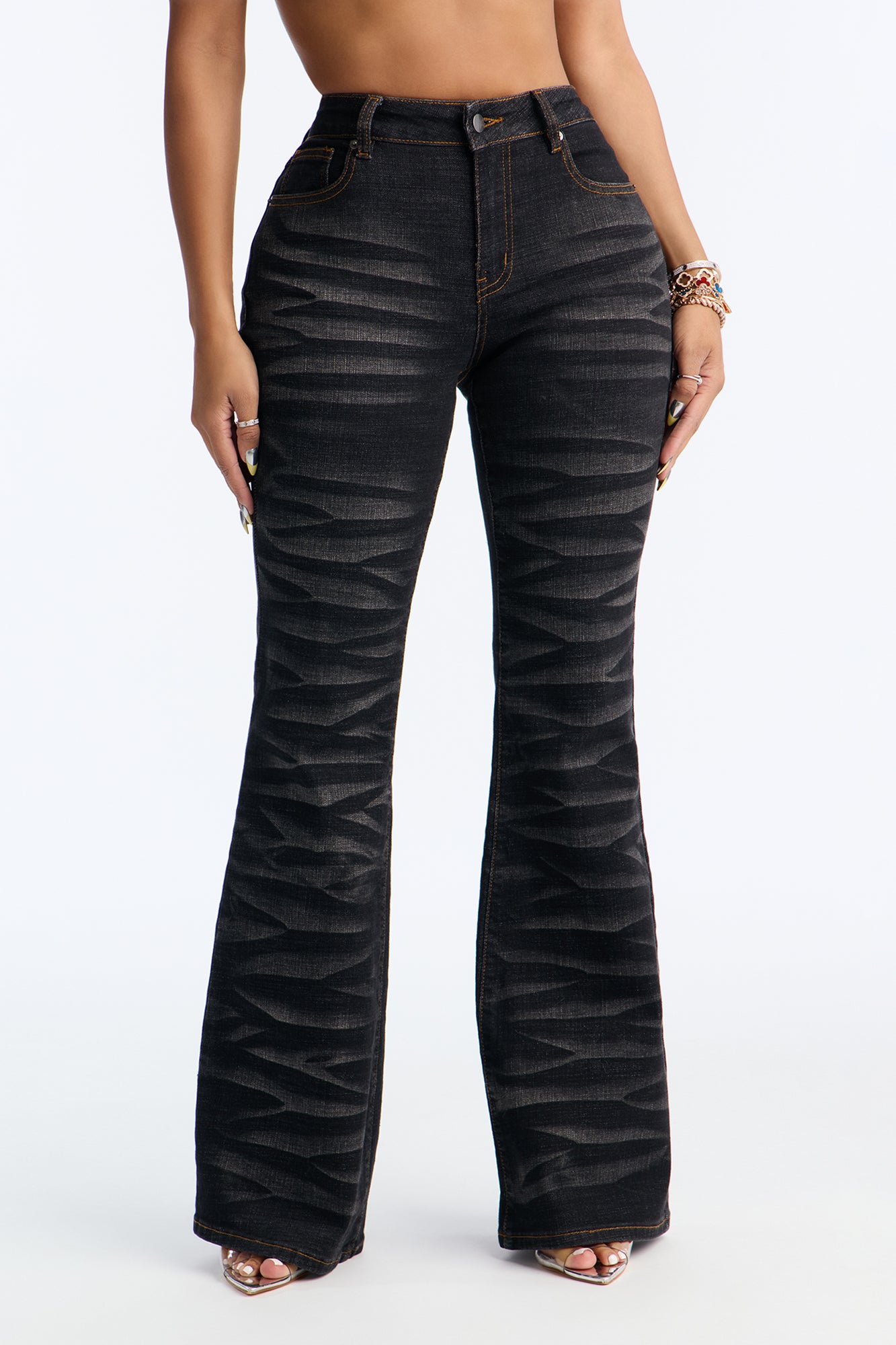 No Secrets Stretch Flare Jeans - Black