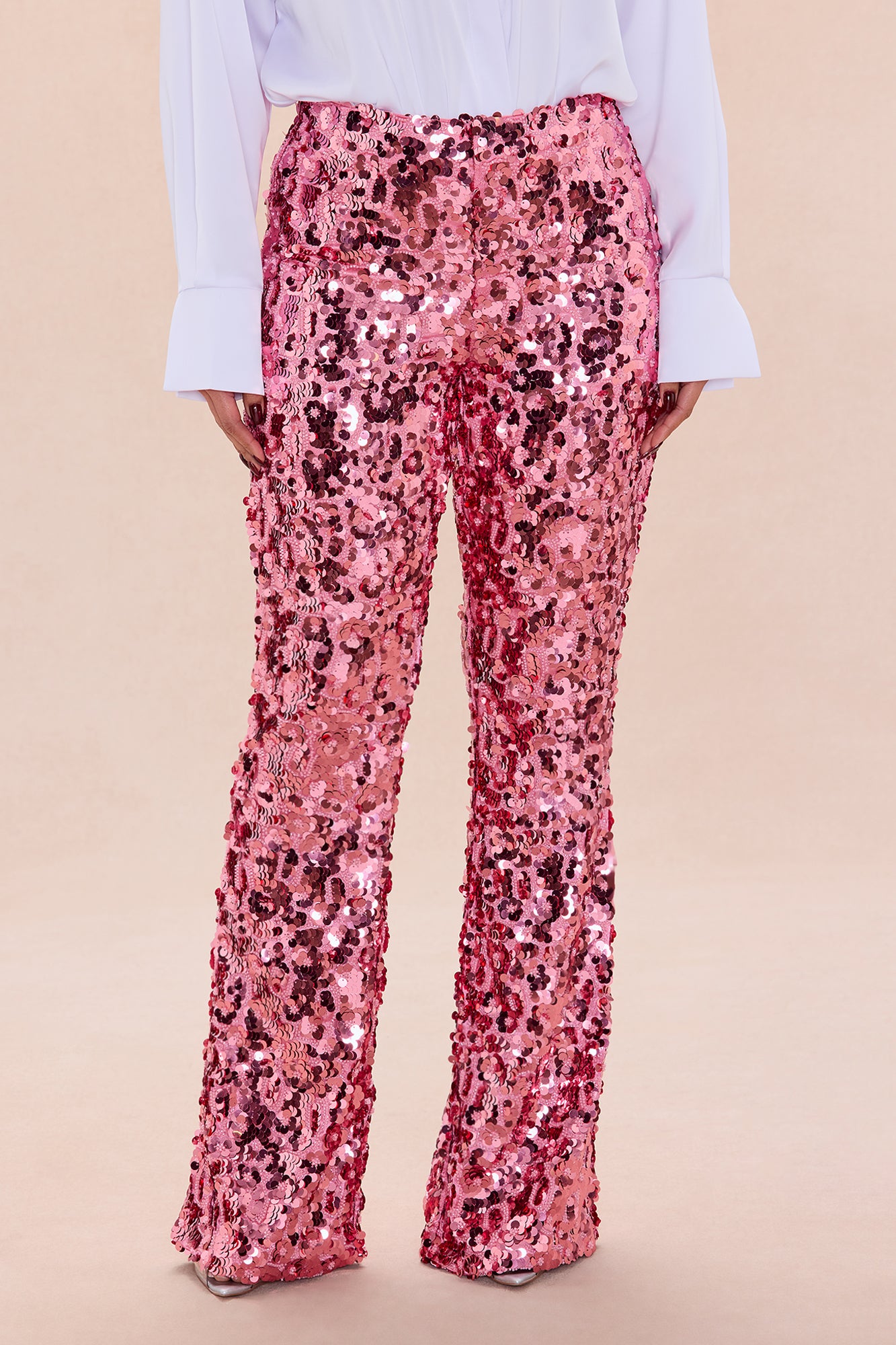 Keep Shining Flare Sequin Pant - Mauve