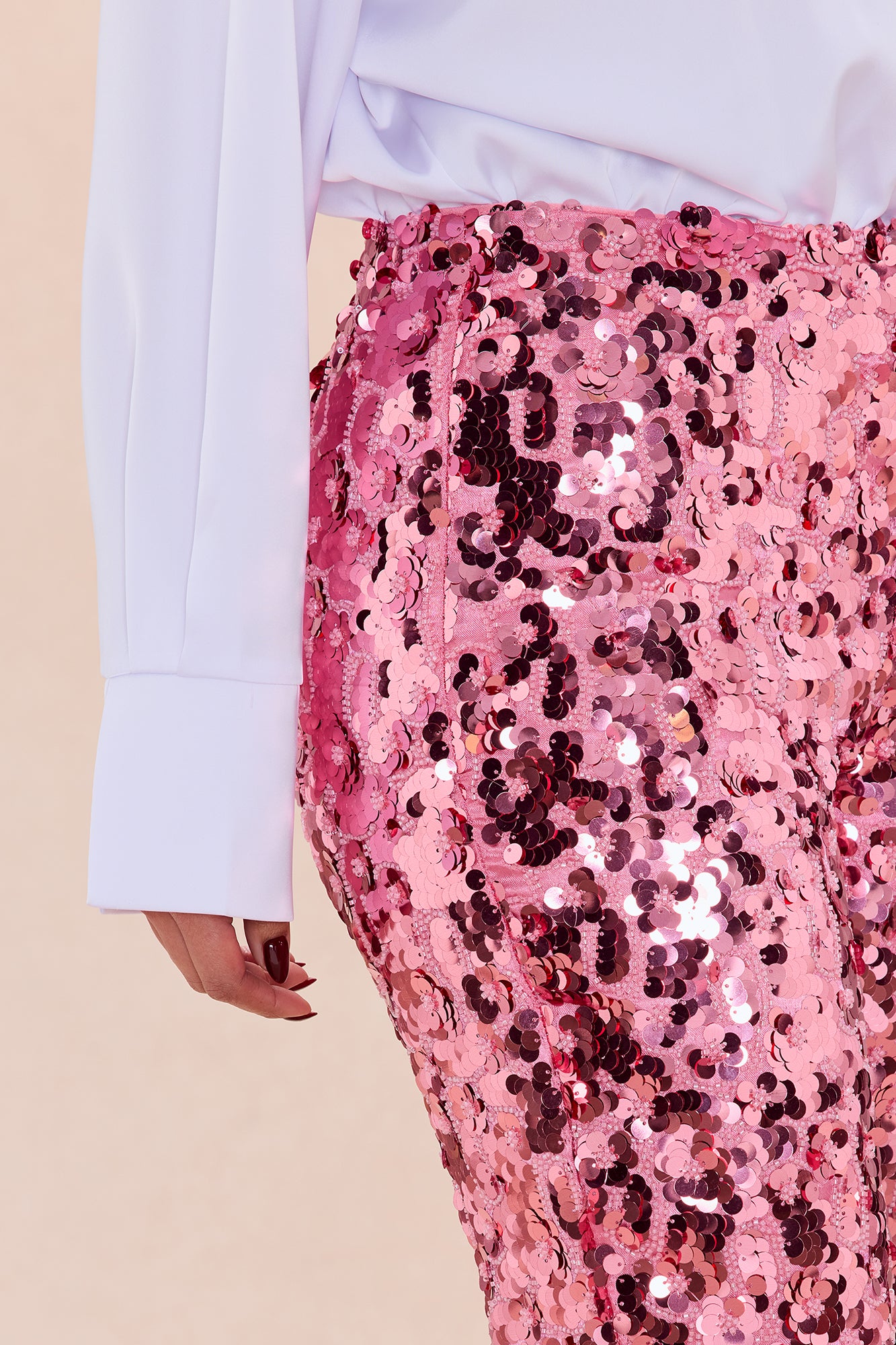 Keep Shining Flare Sequin Pant - Mauve