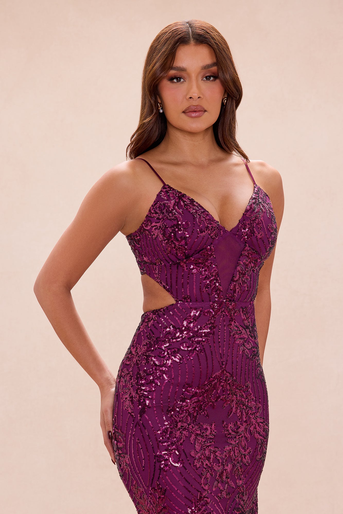 Only You Sequin Maxi Gown - Plum