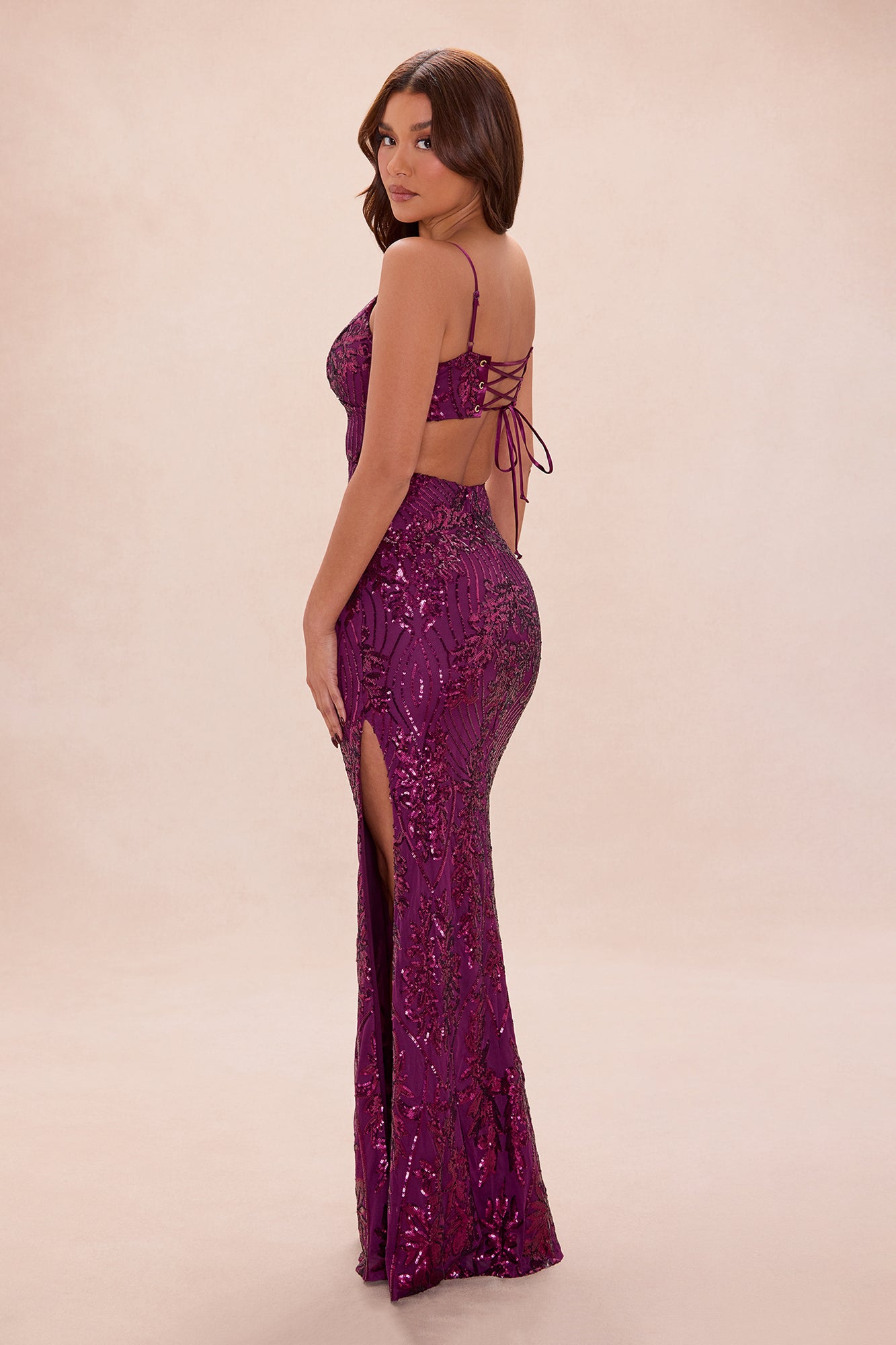 Only You Sequin Maxi Gown - Plum