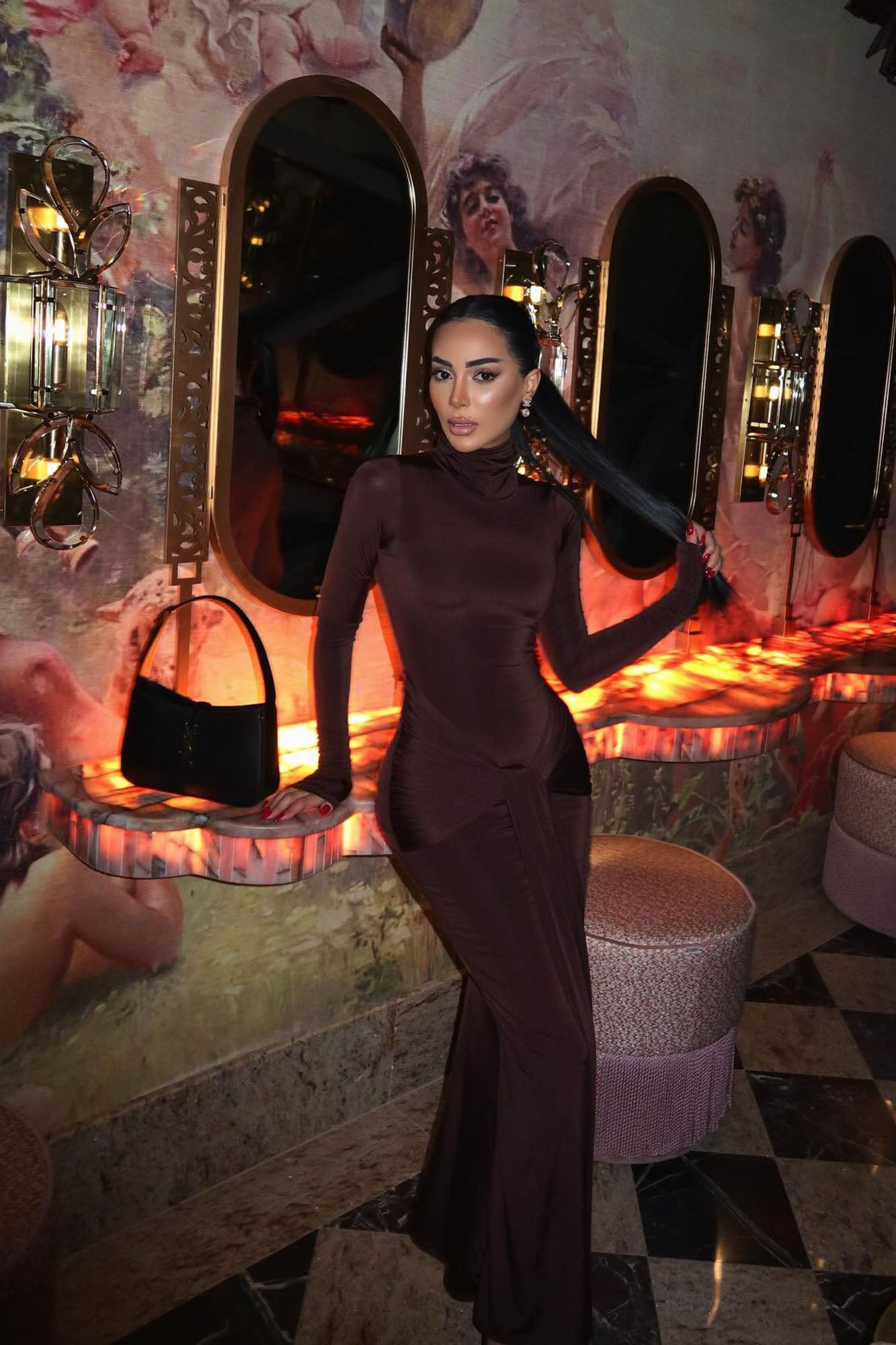 Sienna Long Sleeve Maxi Dress - Chocolate