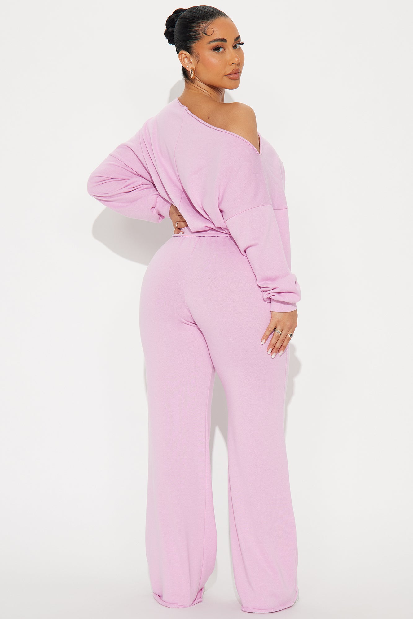 Robyn Off Shoulder Pant Set - Pink