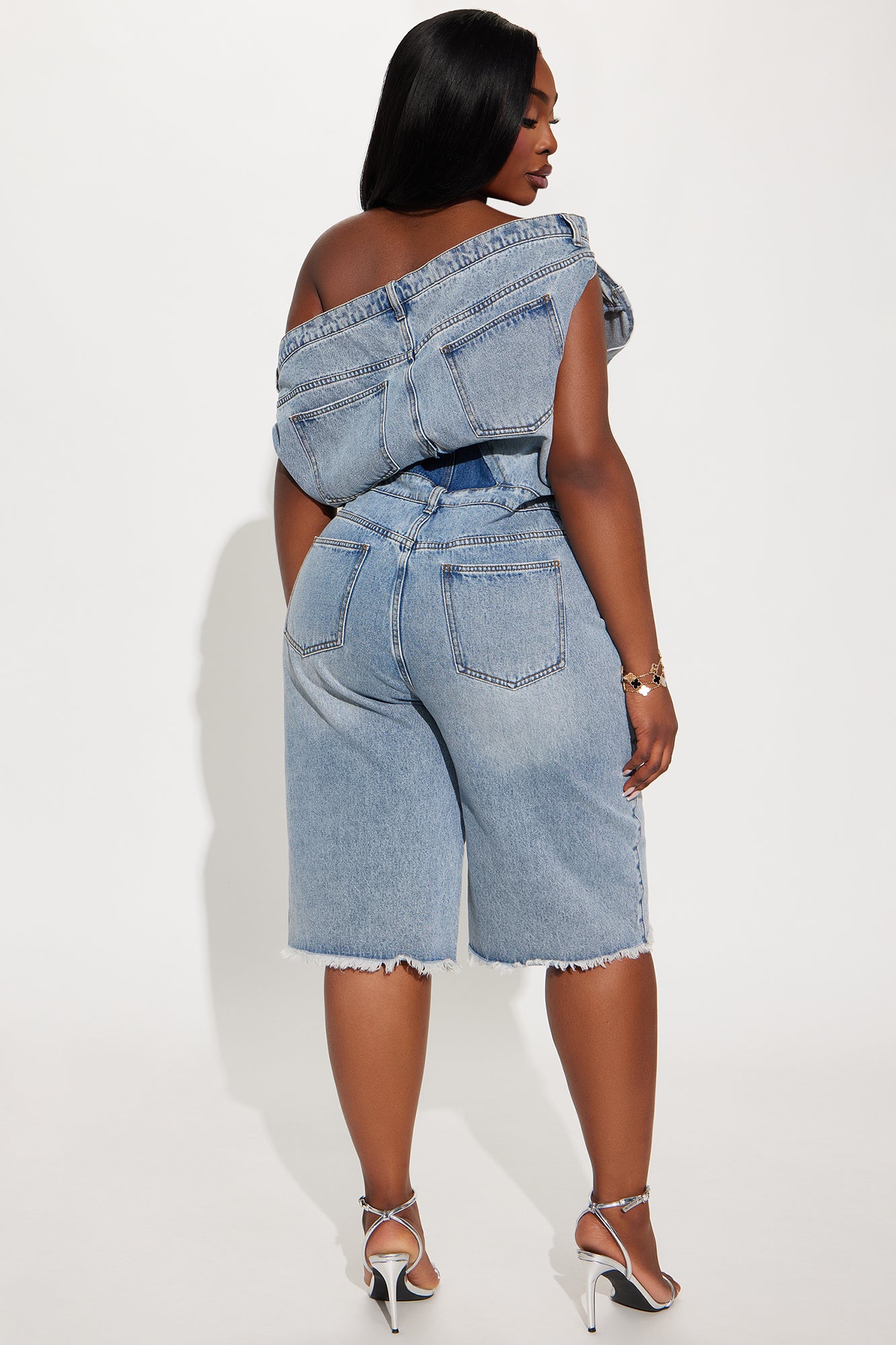 Dakota Denim Jort Romper - Light Wash