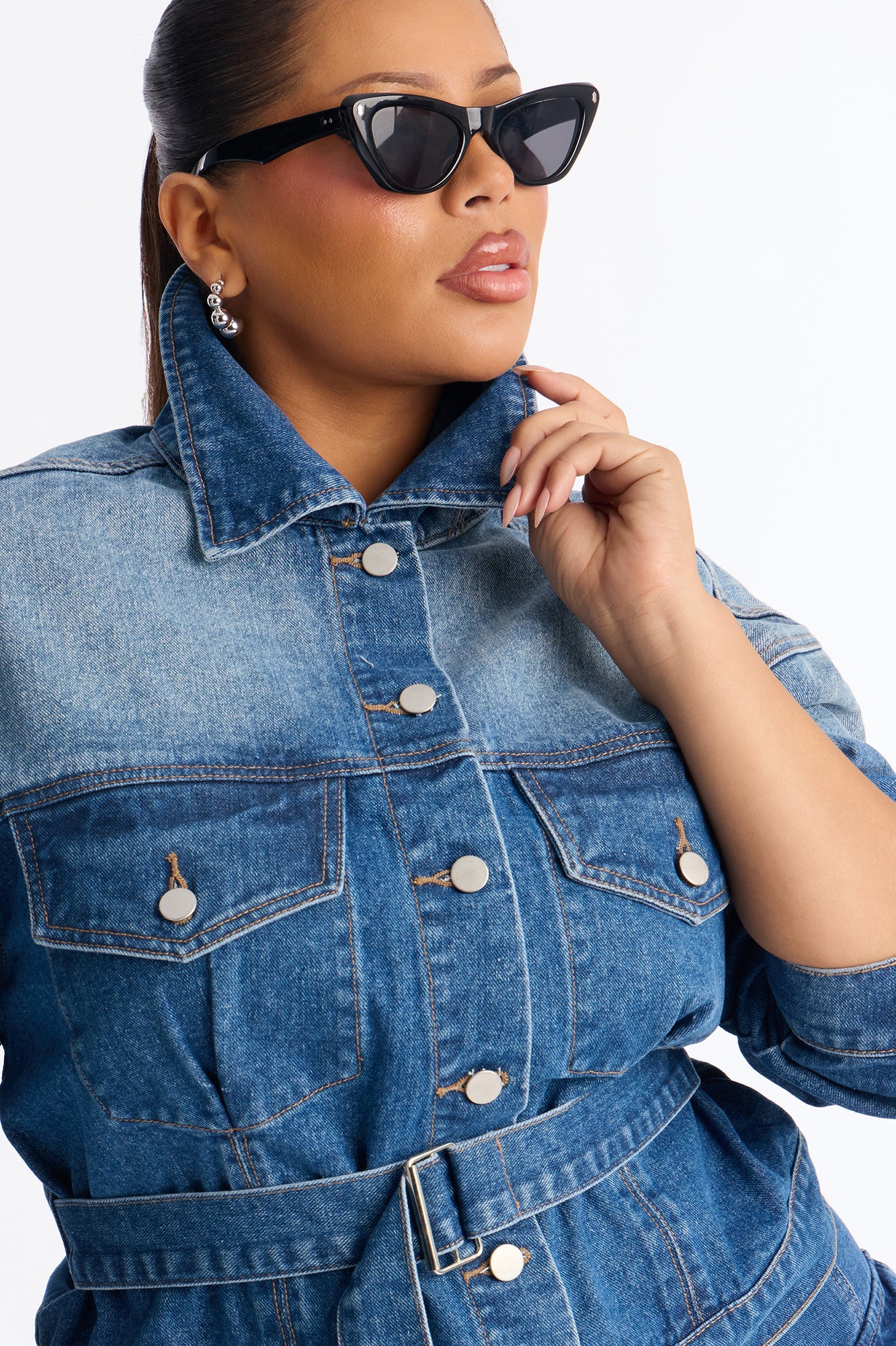 South Surrey Belted Denim Jacket - Medium Wash