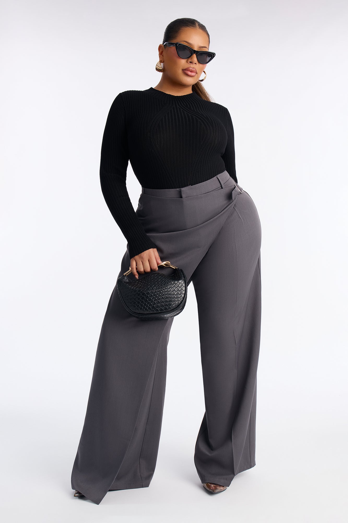 Tailored Touch Wrap Front Trouser 33″ - Charcoal
