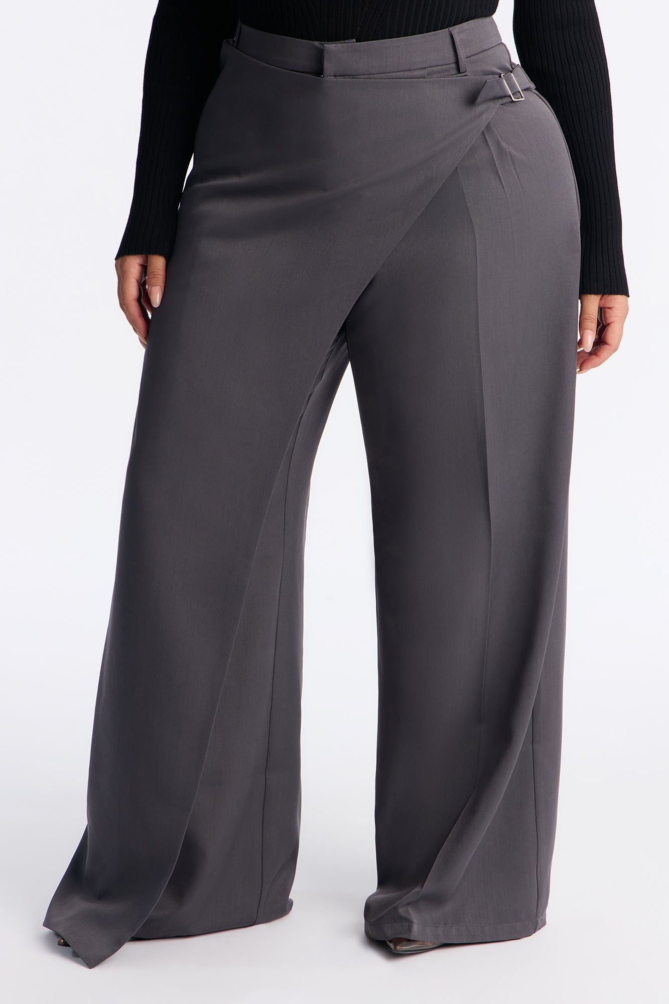 Tailored Touch Wrap Front Trouser 33″ - Charcoal
