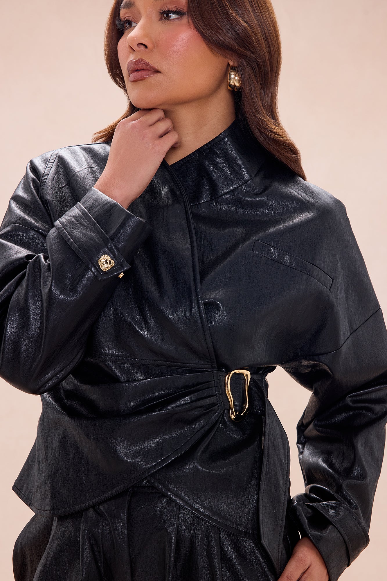 Mariella Faux Leather Jacket - Black