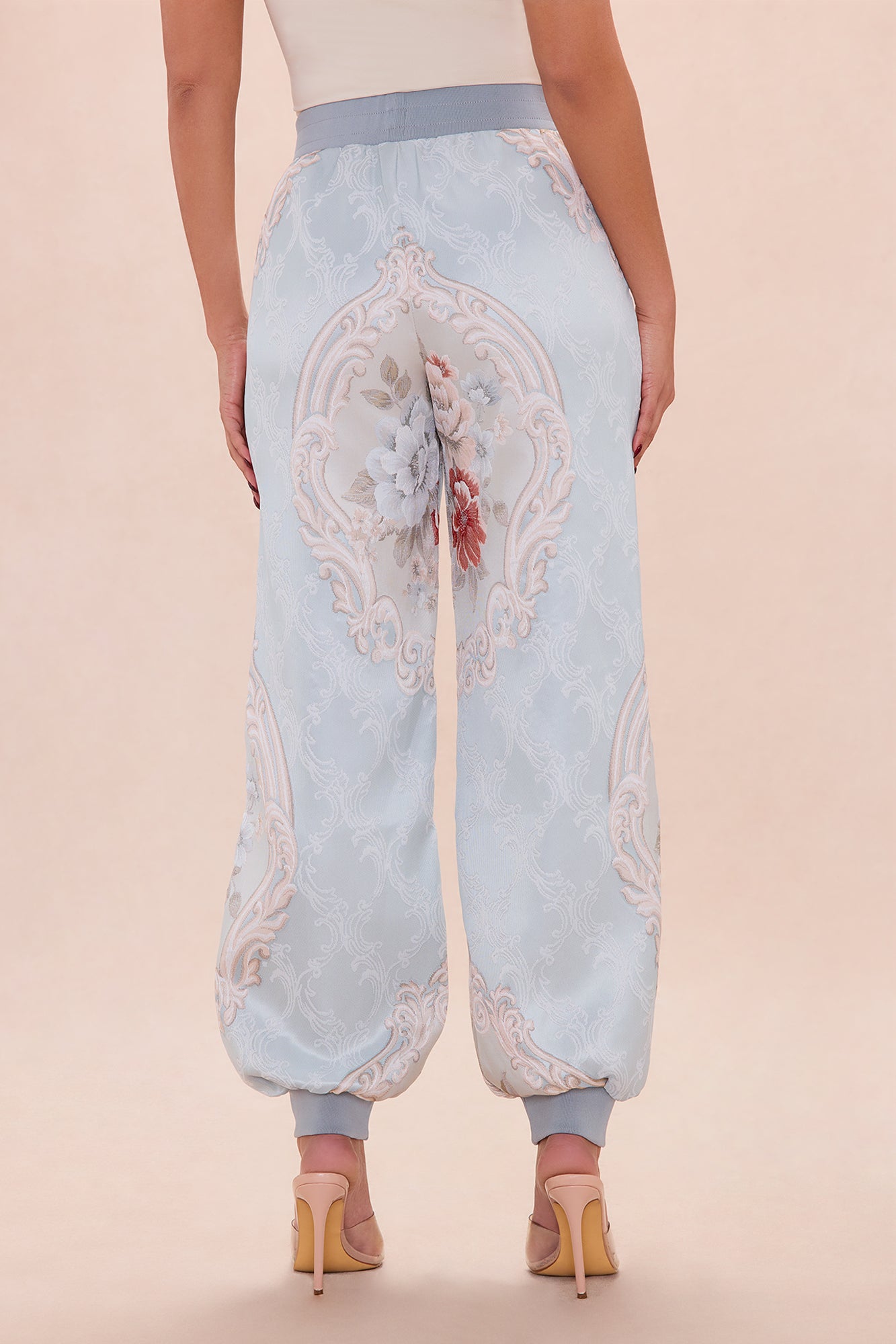 Riannon Embellished Jacquard Pant - Grey