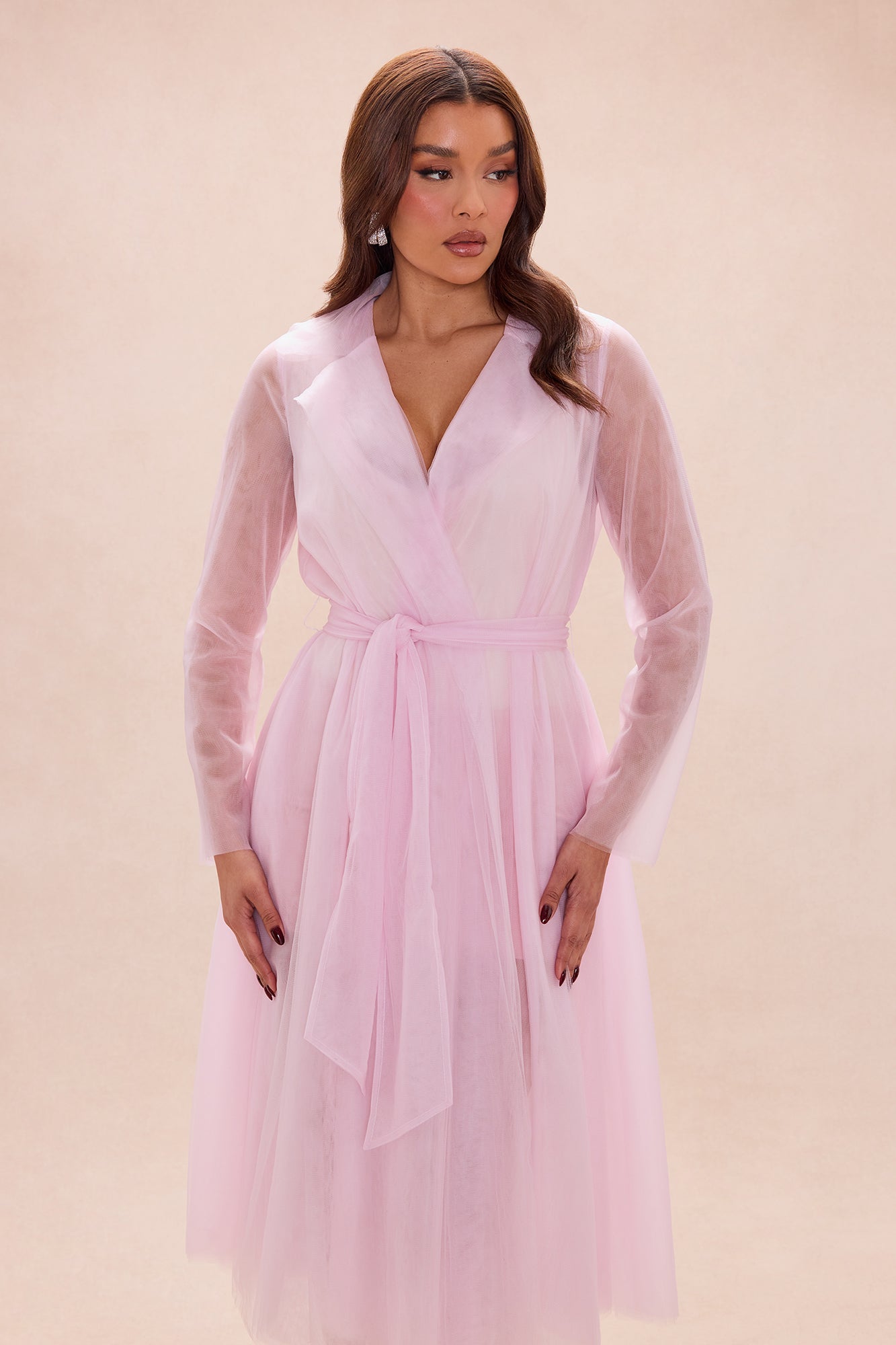 Karlee Belted Tulle Coat - Light Pink