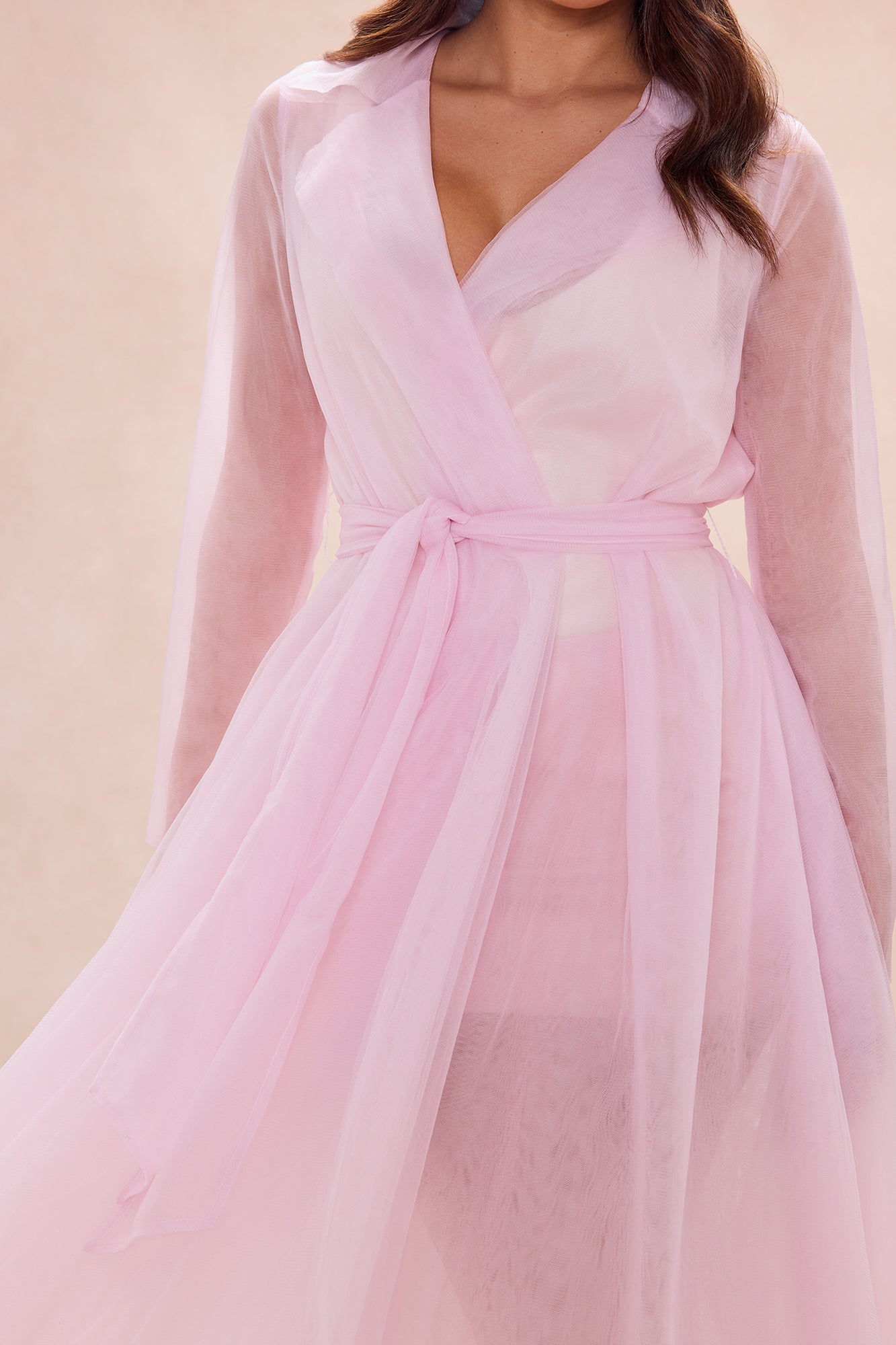 Karlee Belted Tulle Coat - Light Pink