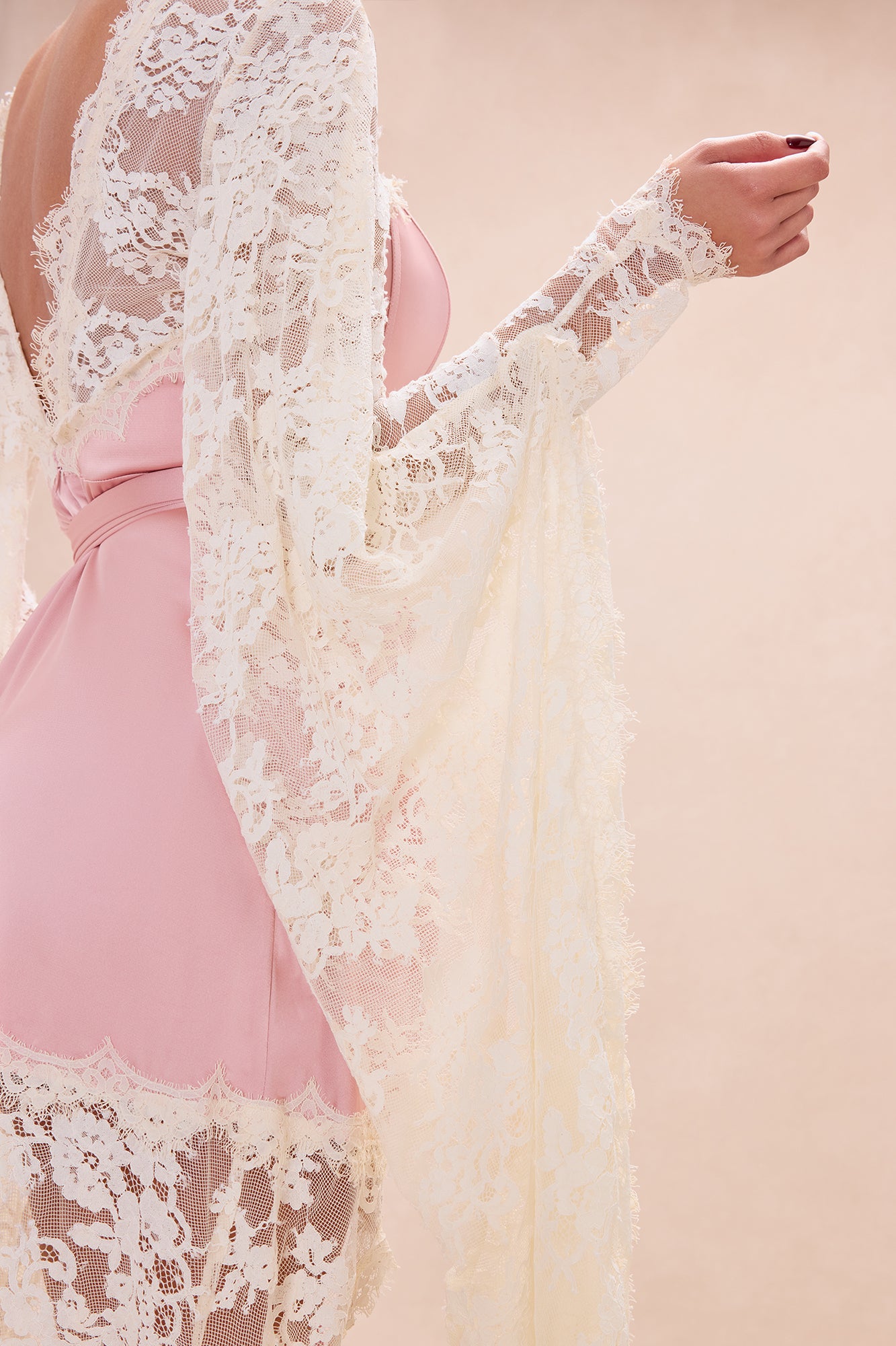 Amelia Satin Lace Mini Dress - Mauve