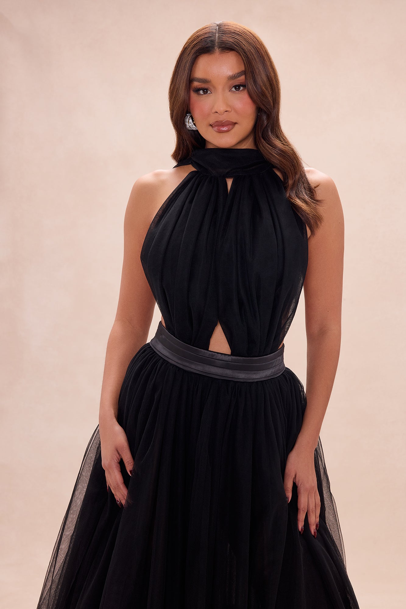 Karlee Backless Tulle Bodysuit - Black