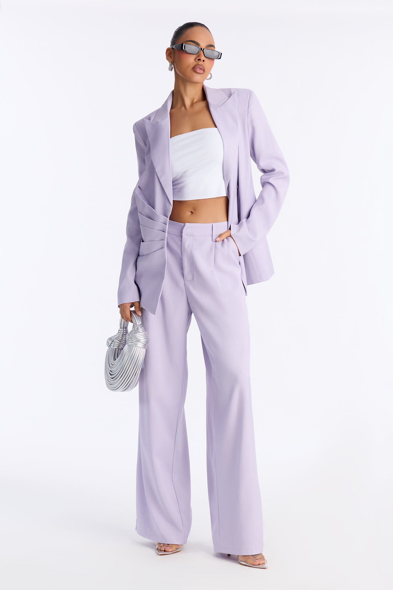 Dusk Till Dawn Ruched Blazer - Lilac