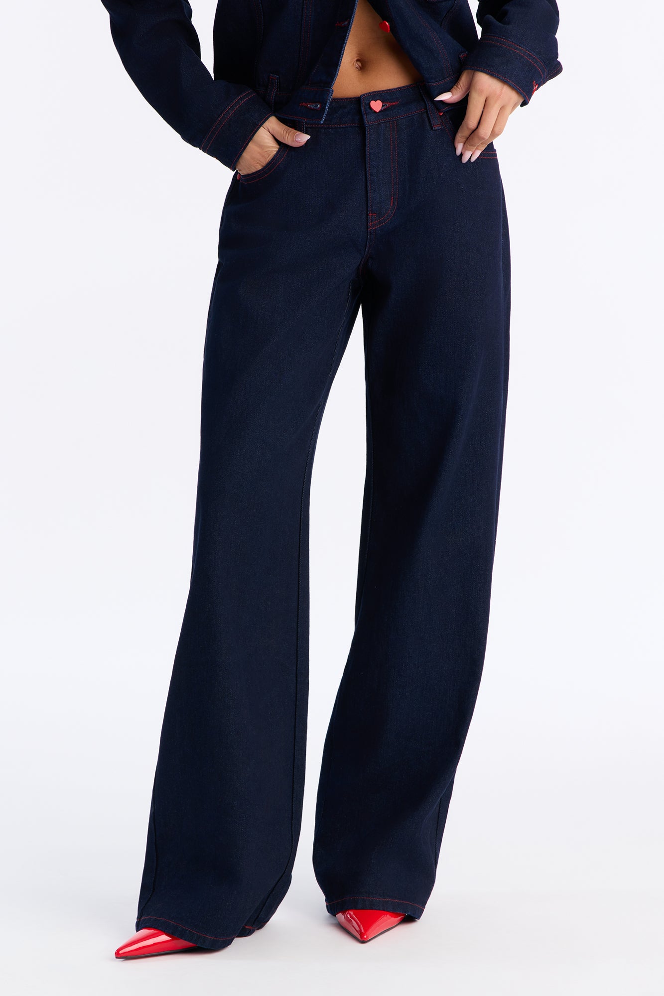 Love Language Wide Leg Jeans - Rinse Blue Wash