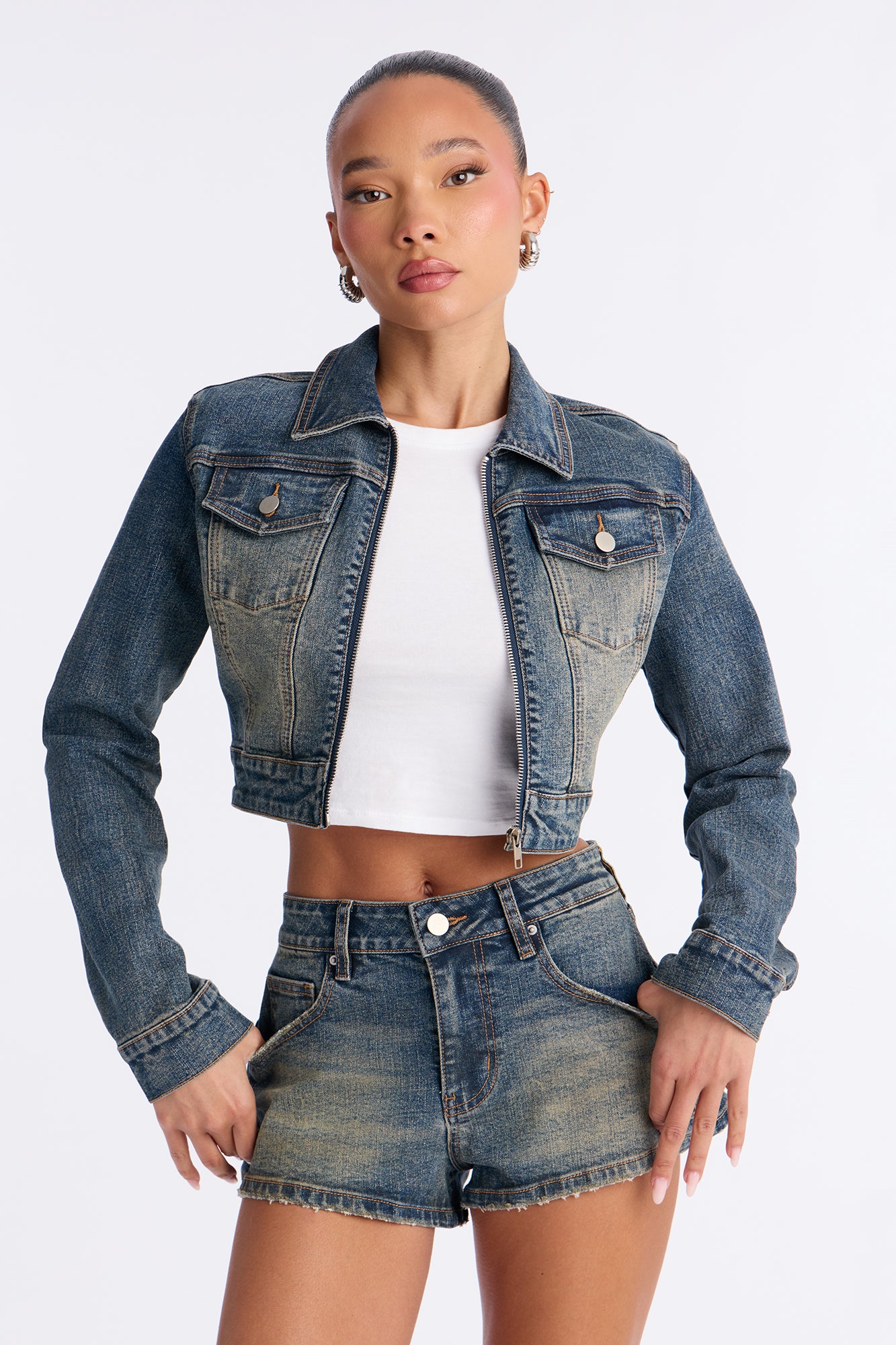 Short Fuse Stretch Denim Jacket - Vintage Wash