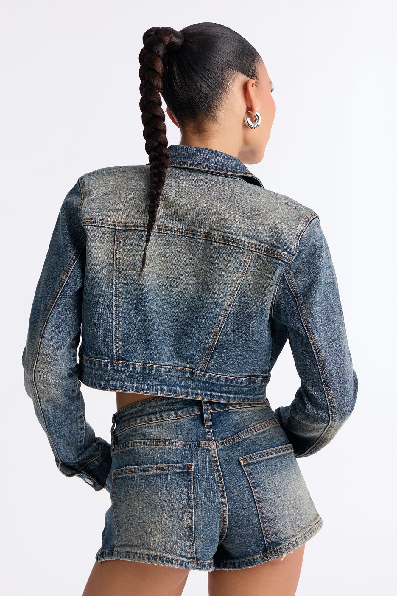 Short Fuse Stretch Denim Jacket - Vintage Wash