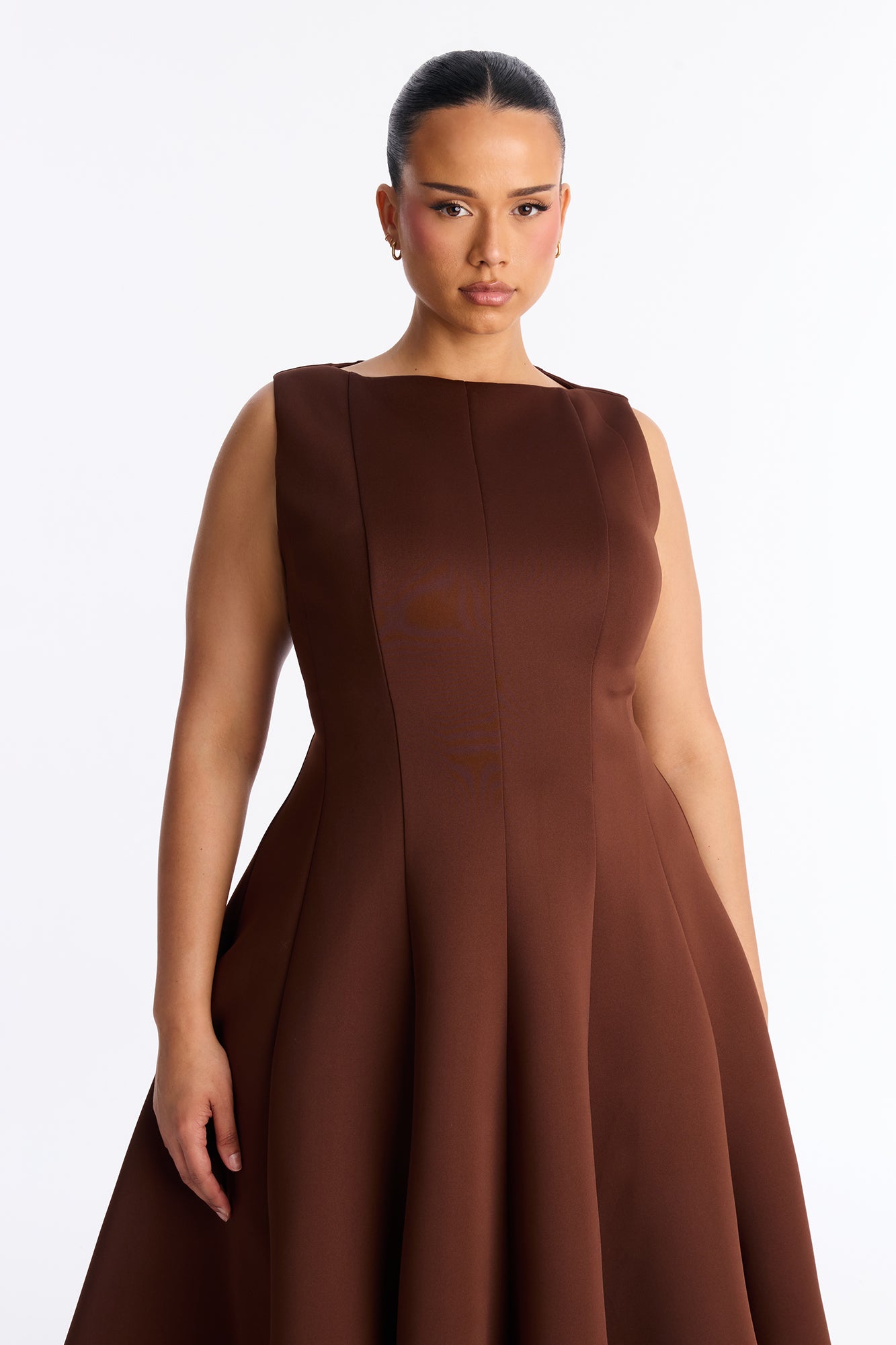 Sweet Sunday Pleated Midi Dress - Chocolate