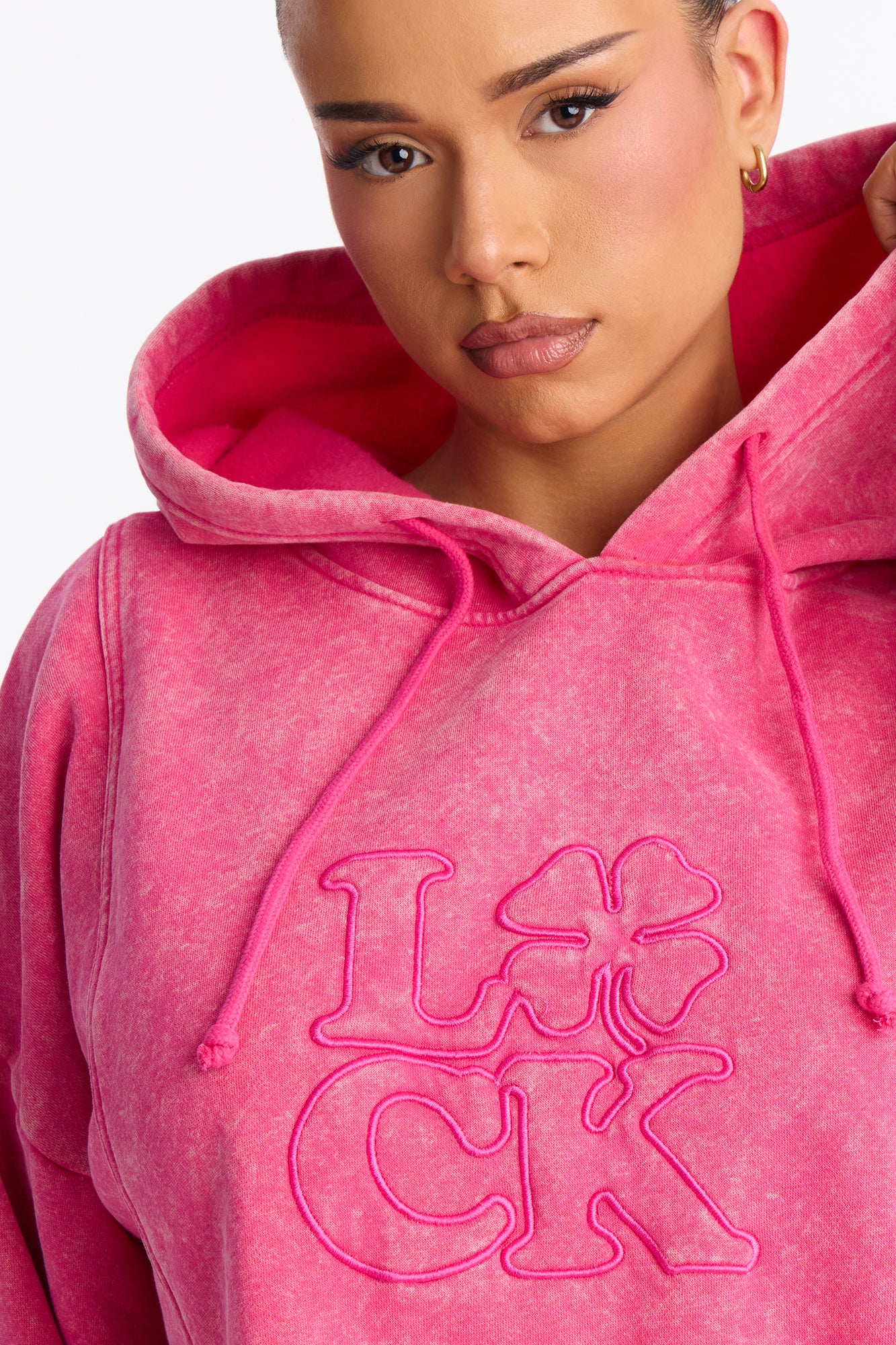 Get Lucky Washed Fleece Jogger Set - Pink